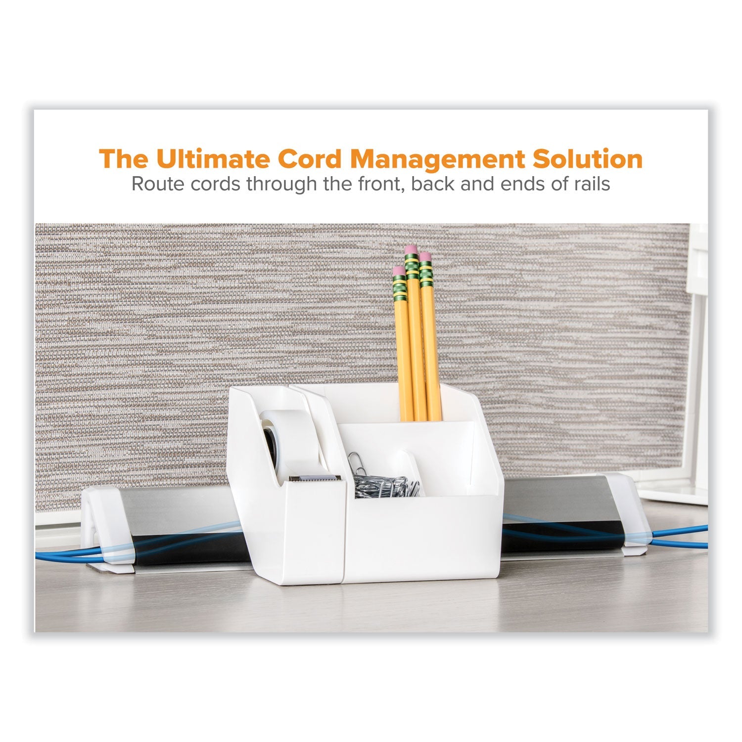 Bostitch® Konnect Desk Organizer and Cable Management 17-Piece Kit, Plastic, White