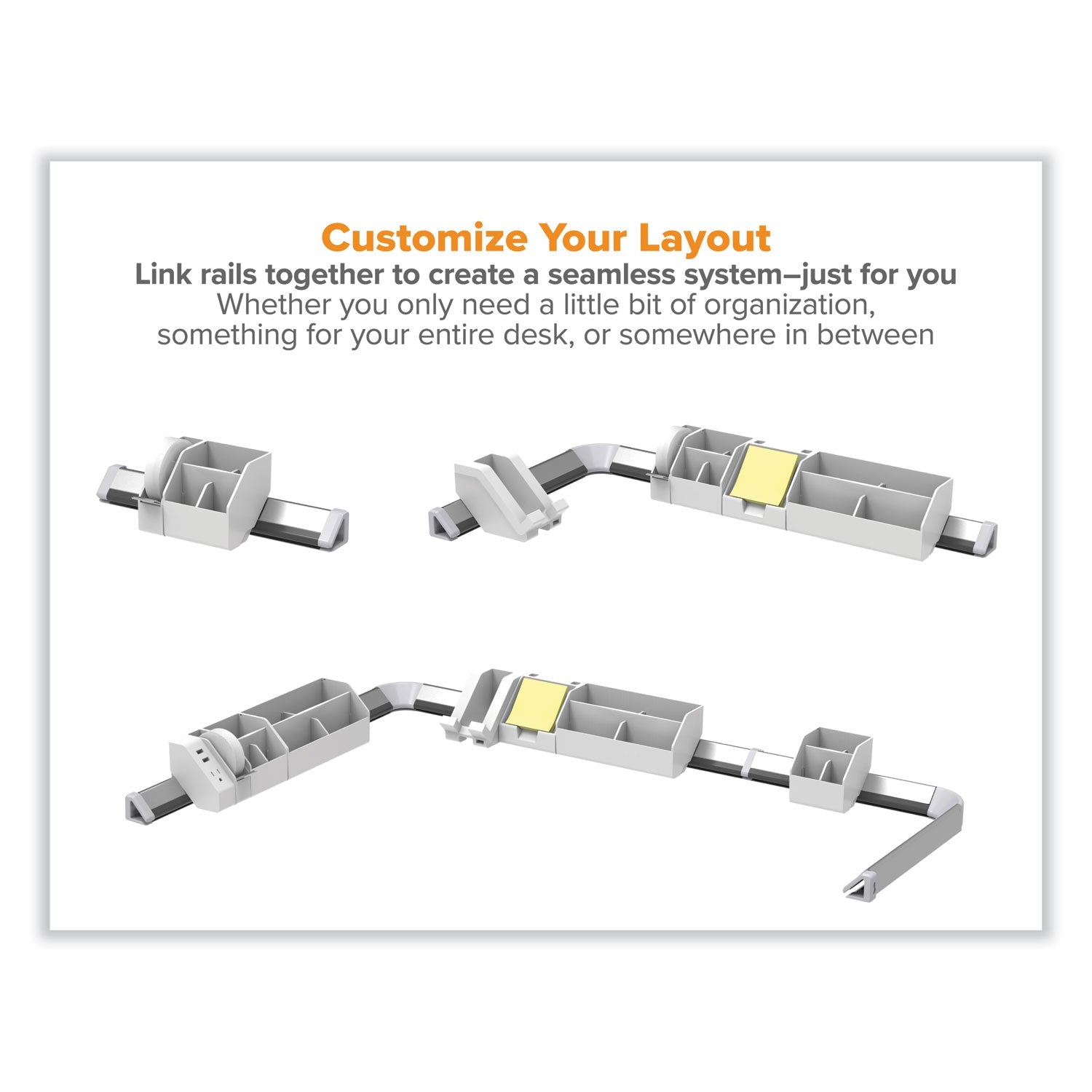 Bostitch® Konnect Desk Organizer and Cable Management 17-Piece Kit, Plastic, White