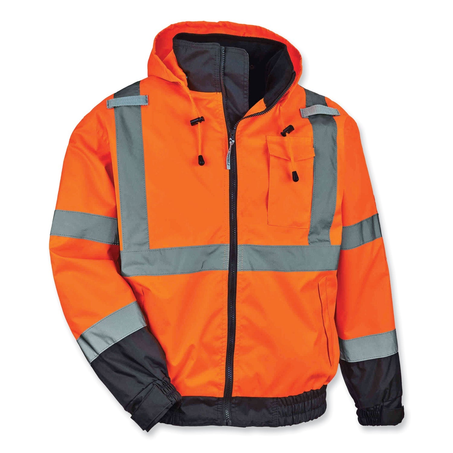 ergodyne® GloWear 8379 Class 3 Hi-Vis Fleece Lined Bomber Jacket, Orange, Small