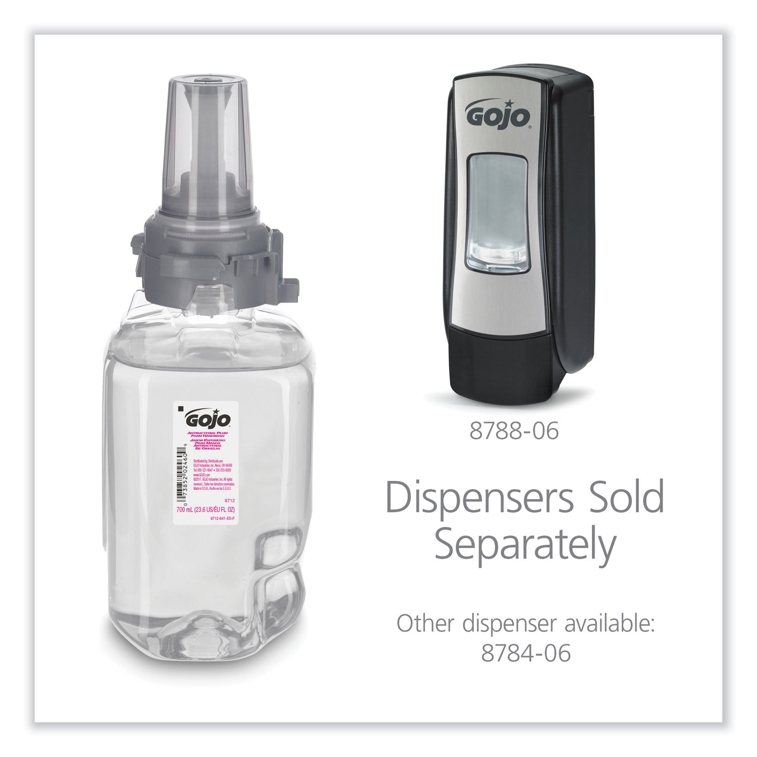 GOJO® Antibacterial Foam Hand Wash Refill for ADX-7 Dispensers, Plum Scent, 700 mL, 4/Carton