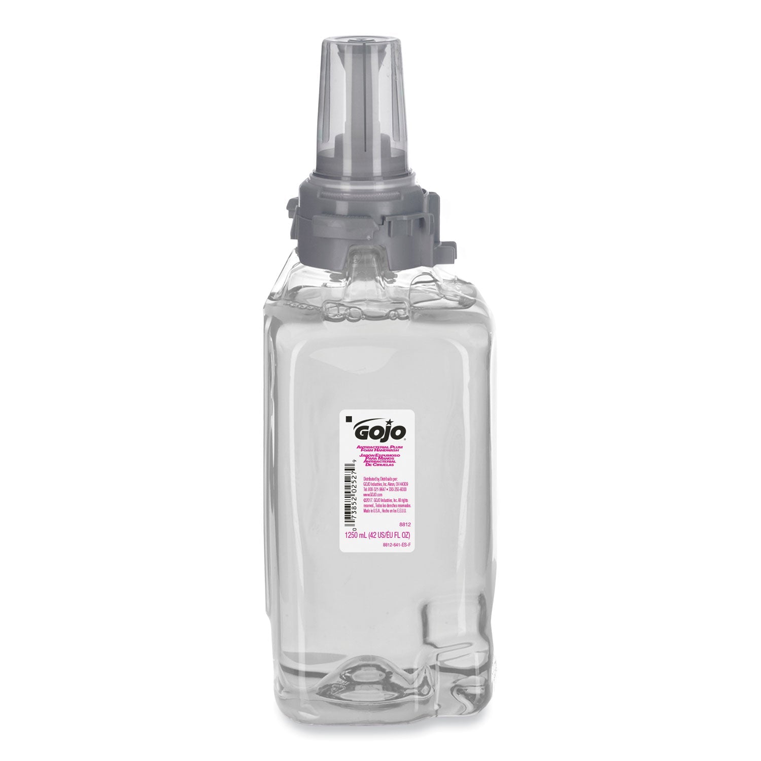 GOJO® Antibacterial Foam Hand Wash Refill, For ADX-12 Dispenser, Plum Scent, 1,250 mL, 3/Carton