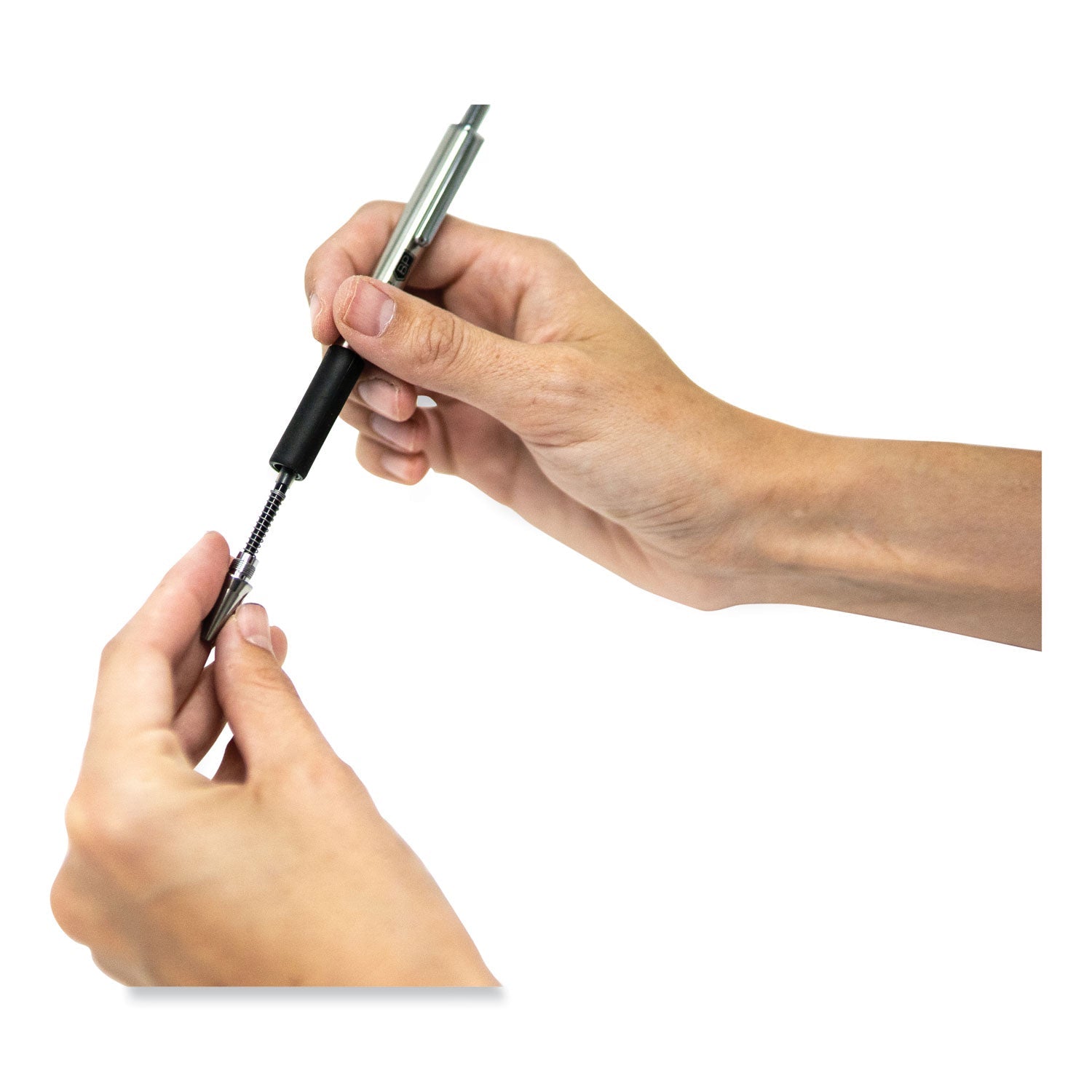 Zebra® F-402 Ballpoint Pen, Retractable, Fine 0.7 Mm, Black Ink, Stainless Steel/black Barrel