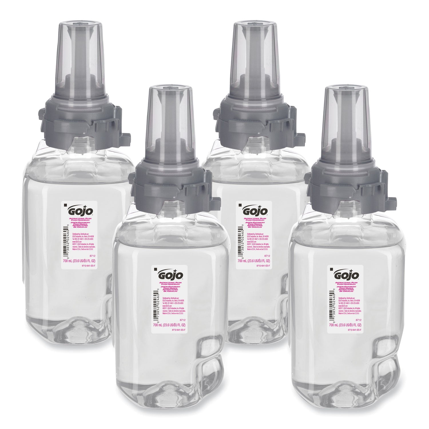 GOJO® Antibacterial Foam Hand Wash Refill for ADX-7 Dispensers, Plum Scent, 700 mL, 4/Carton