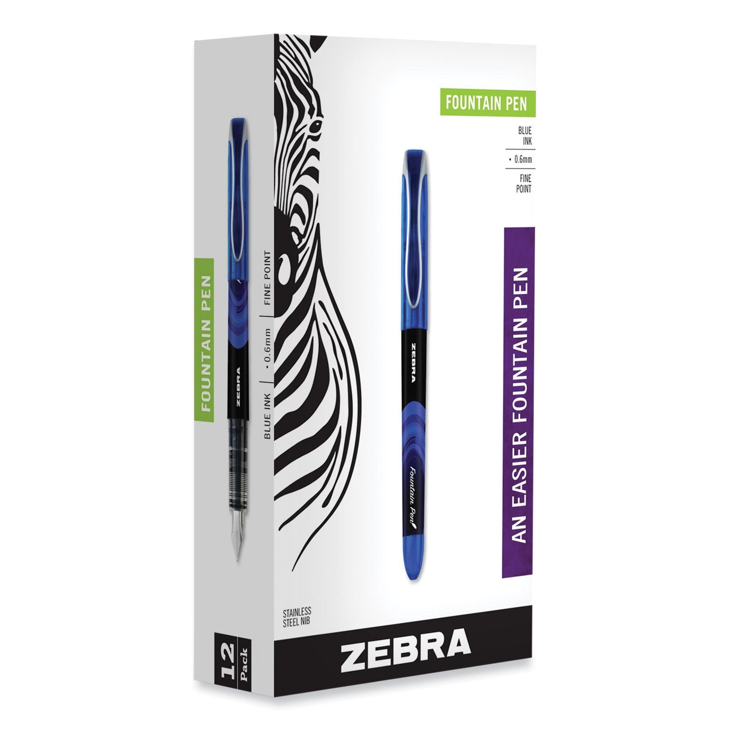 Zebra Fountain Pen | Fine Blue Ink 12/Pack
