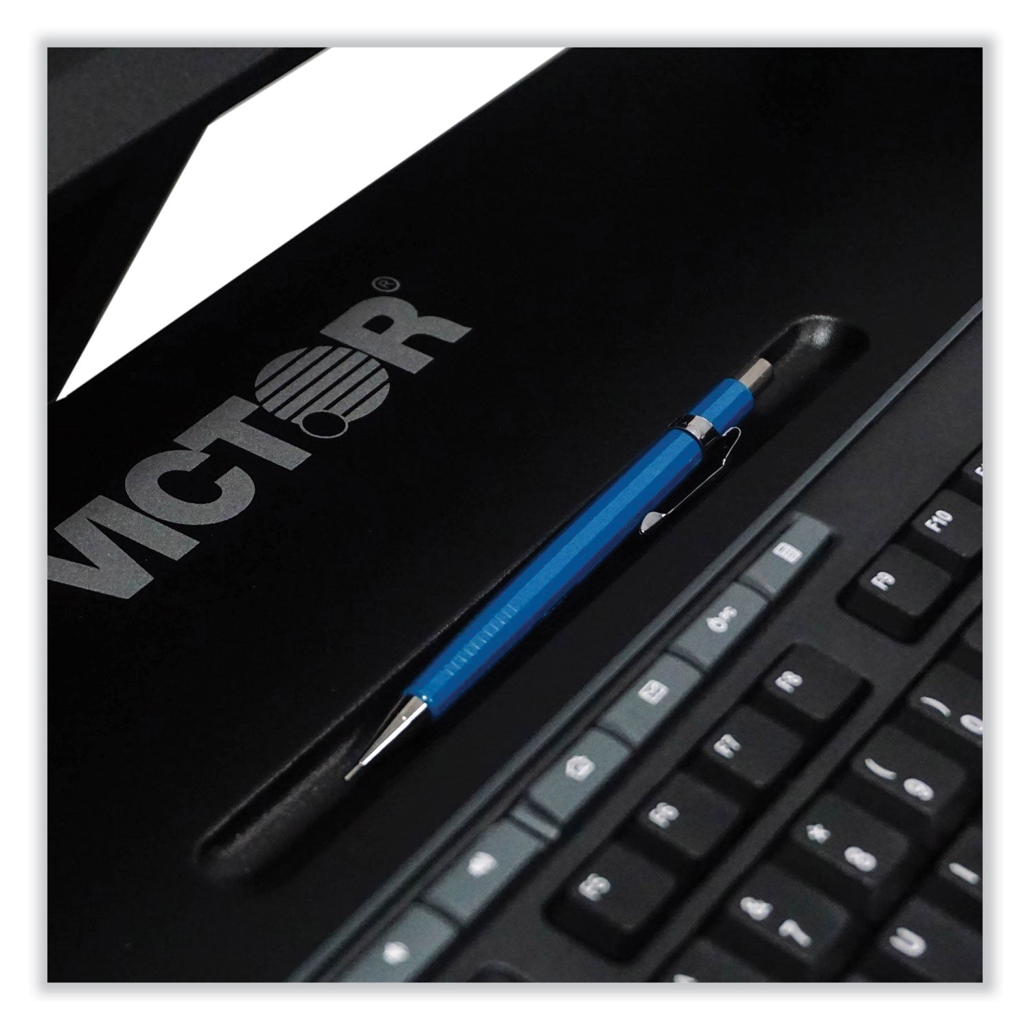 Victor® Height Adjustable Corner Standing Desk with Keyboard Tray, 36 x 20 x 0 to 20, Black