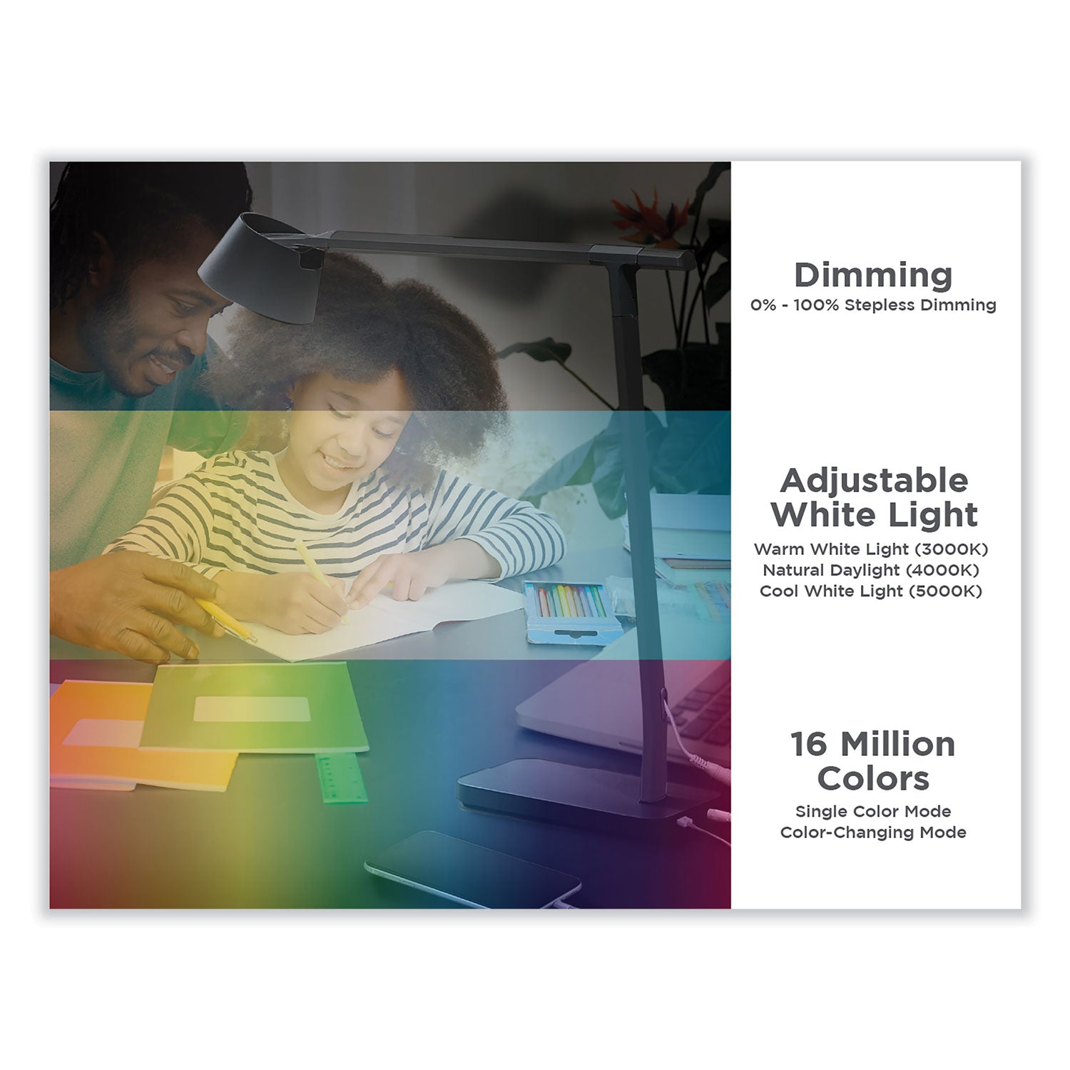 BLACK+DECKER PureOptics Verve Designer Series LED Desk Lamp with Wireless Charging, 17.32" High, Black