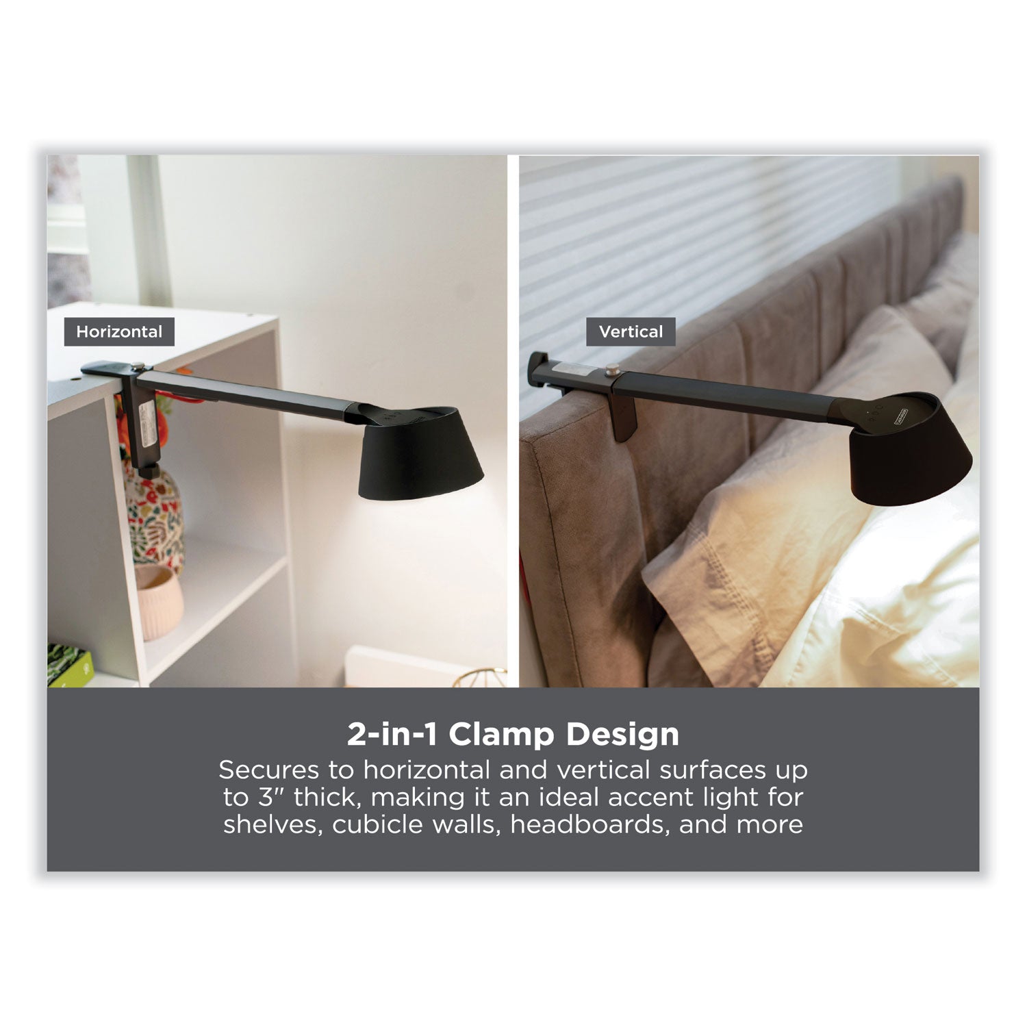 BLACK+DECKER PureOptics Verve Designer Series LED Desk Lamp with Clamp Base, 13.58" High, Black