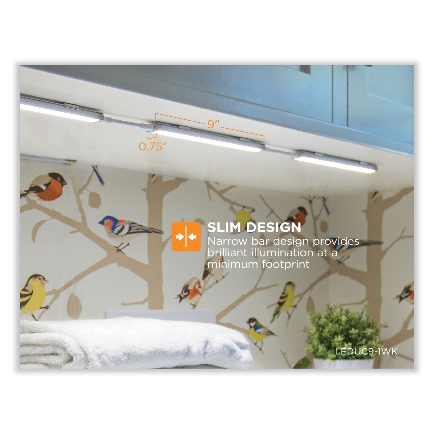 BLACK+DECKER LED Dimmable Under Counter Lighting with Motion Sensor and Magnetic Option One-Bar Kit, 0.78w x 0.39h, 9" Length