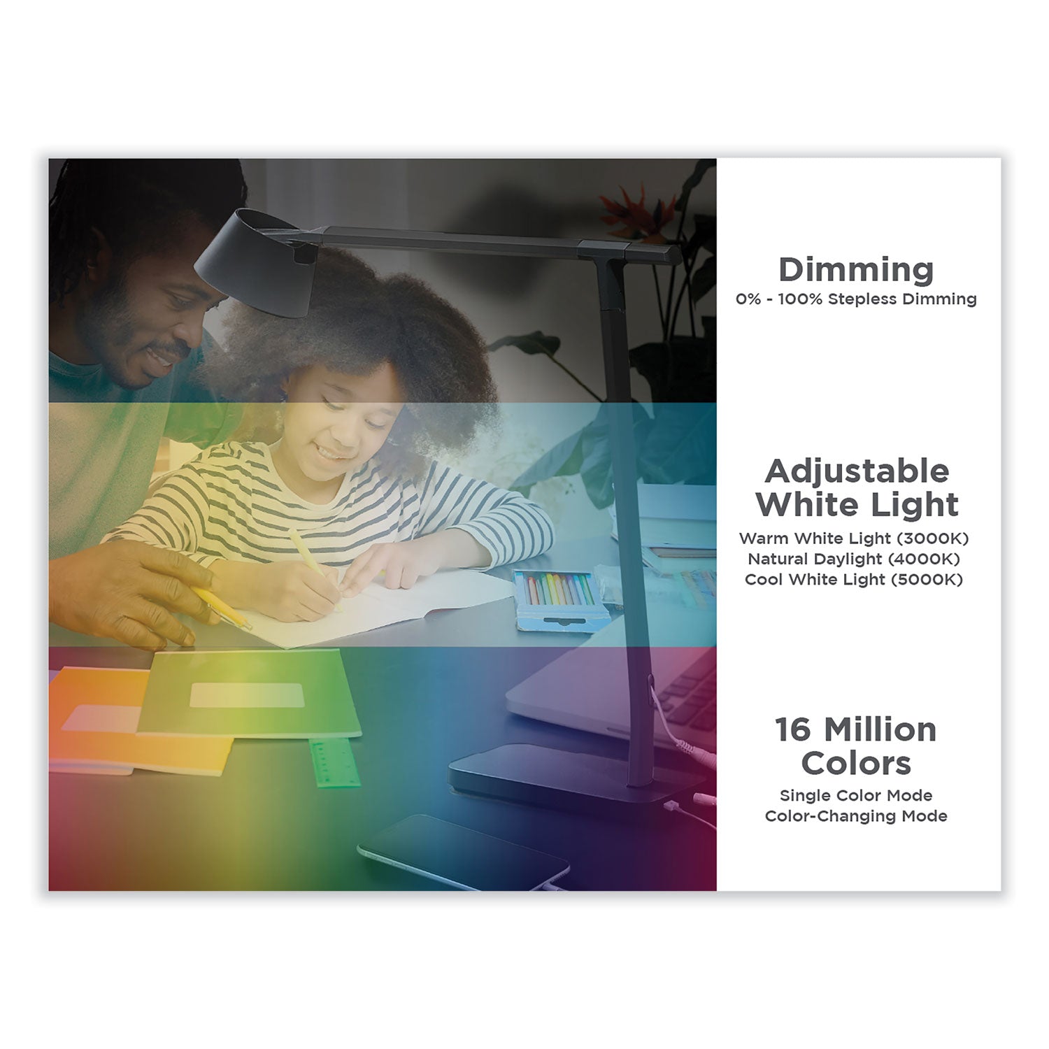 BLACK+DECKER PureOptics Verve Designer Series LED Desk Lamp with USB Port, 17.32" High, Black