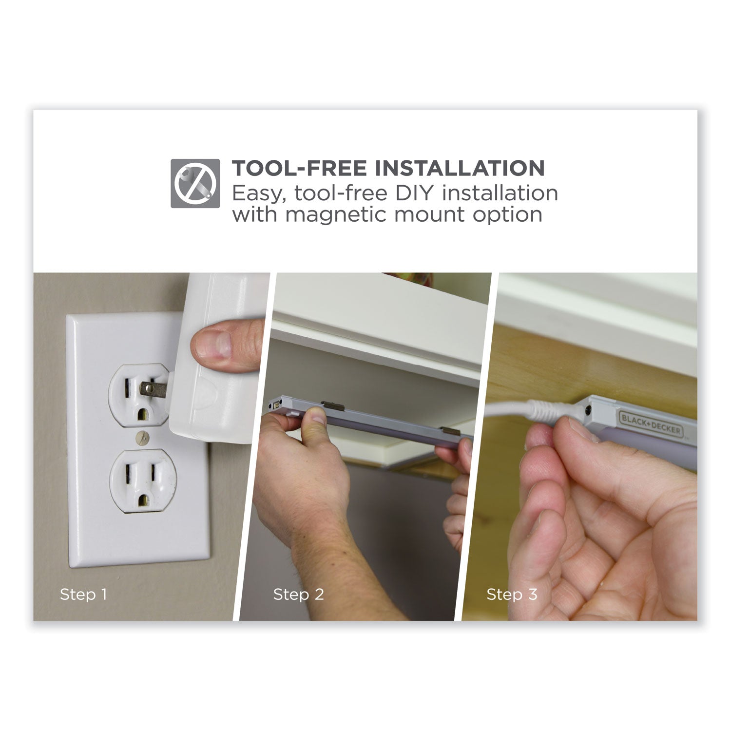 BLACK+DECKER LED Under Cabinet Lighting Kit with Magnetic Option Two-Bar Kit, 0.78w x 0.39h