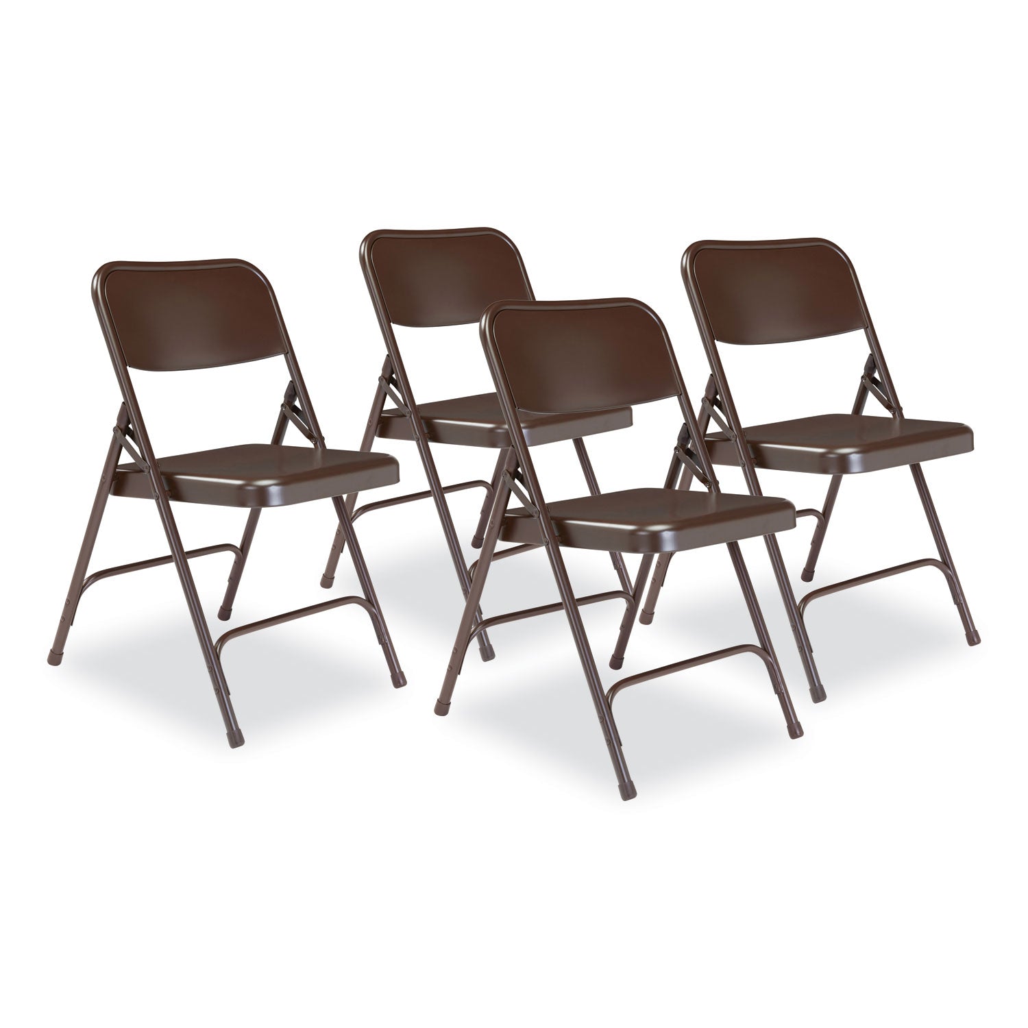 NPS® 200 Series Premium All-Steel Double Hinge Folding Chair, Supports Up to 500 lb, 17.25" Seat Height, Brown, 4/Carton - Bloom Skins