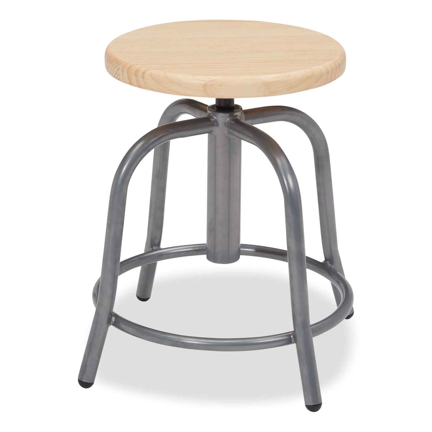 Adj Height Wood Seat Swivel Stool | 19"-25", Maple