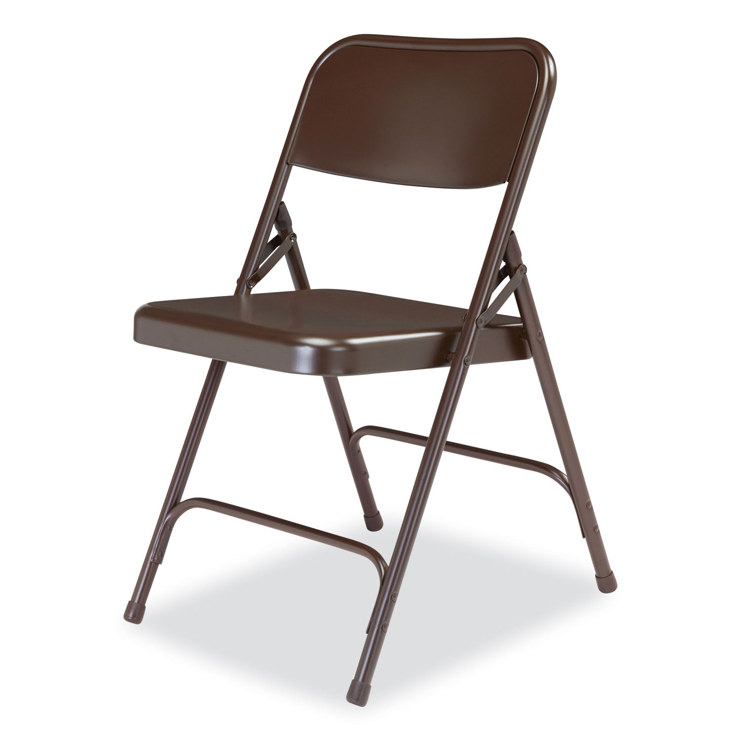 NPS® 200 Series Premium All-Steel Double Hinge Folding Chair, Supports Up to 500 lb, 17.25" Seat Height, Brown, 4/Carton - Bloom Skins