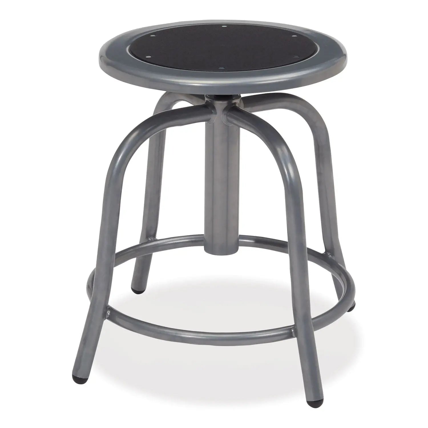 NPS® 6800 Series Height Adjustable Metal Seat Swivel Stool, Supports Up to 300 lb, 18" to 24" Seat Height, Black Seat, Gray Base