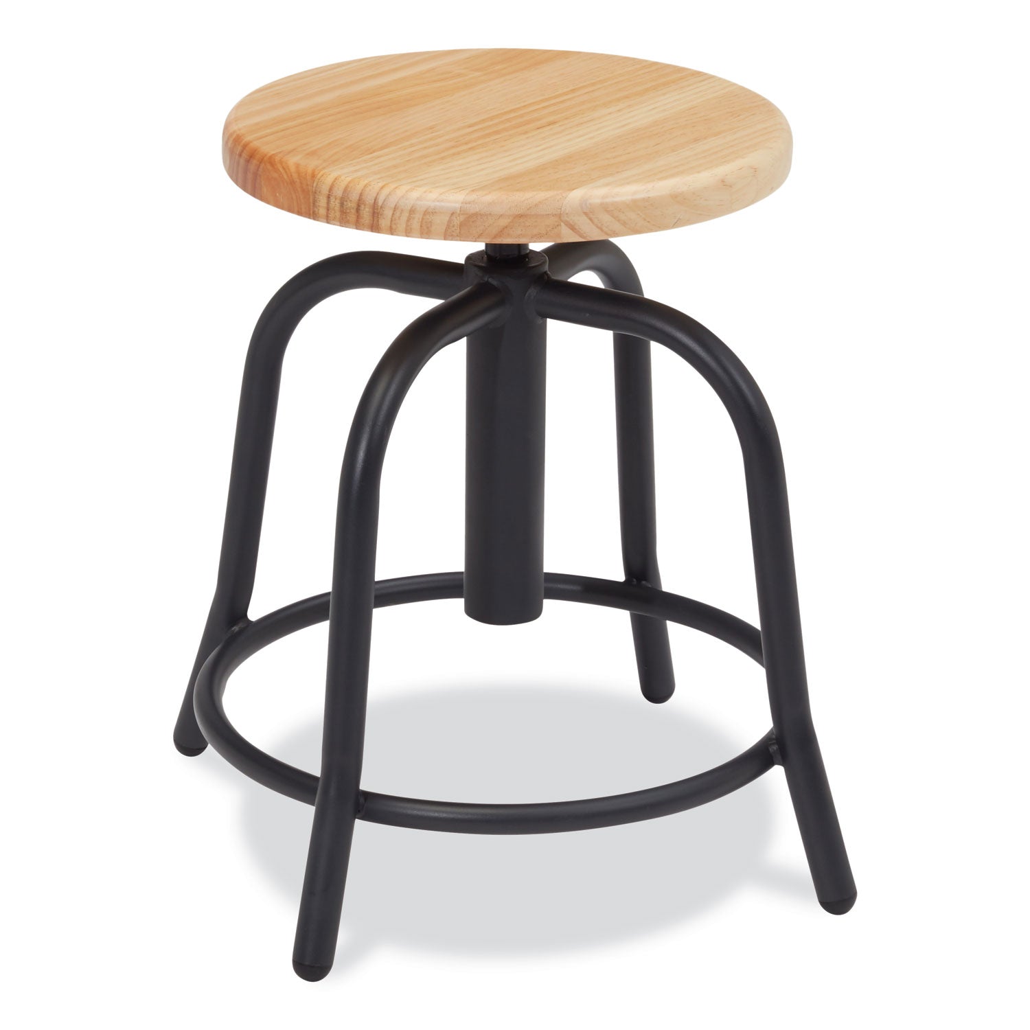 Adj Height Wood Seat Swivel Stool | 19"-25", Maple