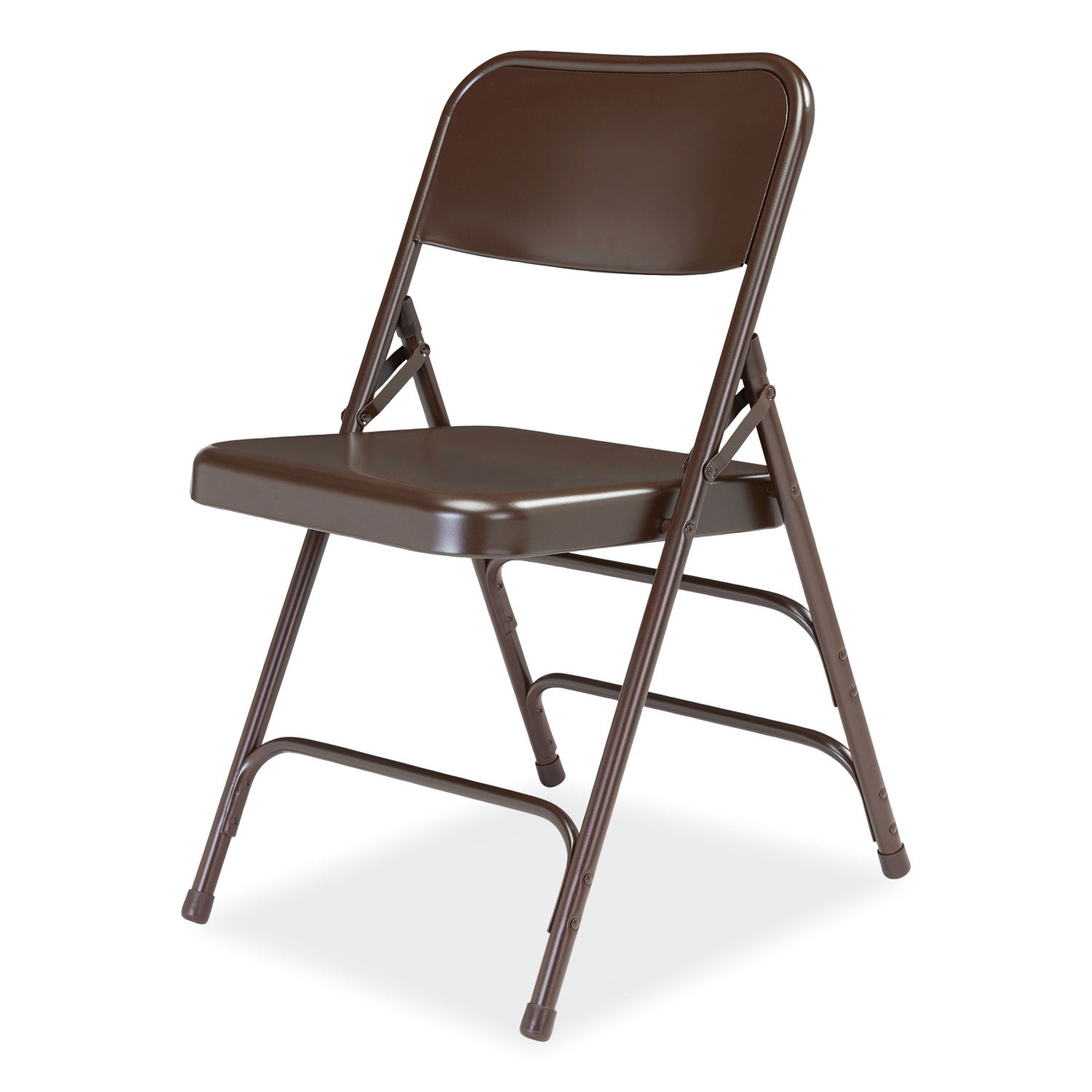 NPS® 300 Series Deluxe All-Steel Triple Brace Folding Chair, Supports Up to 480 lb, 17.25" Seat Height, Brown, 4/Carton