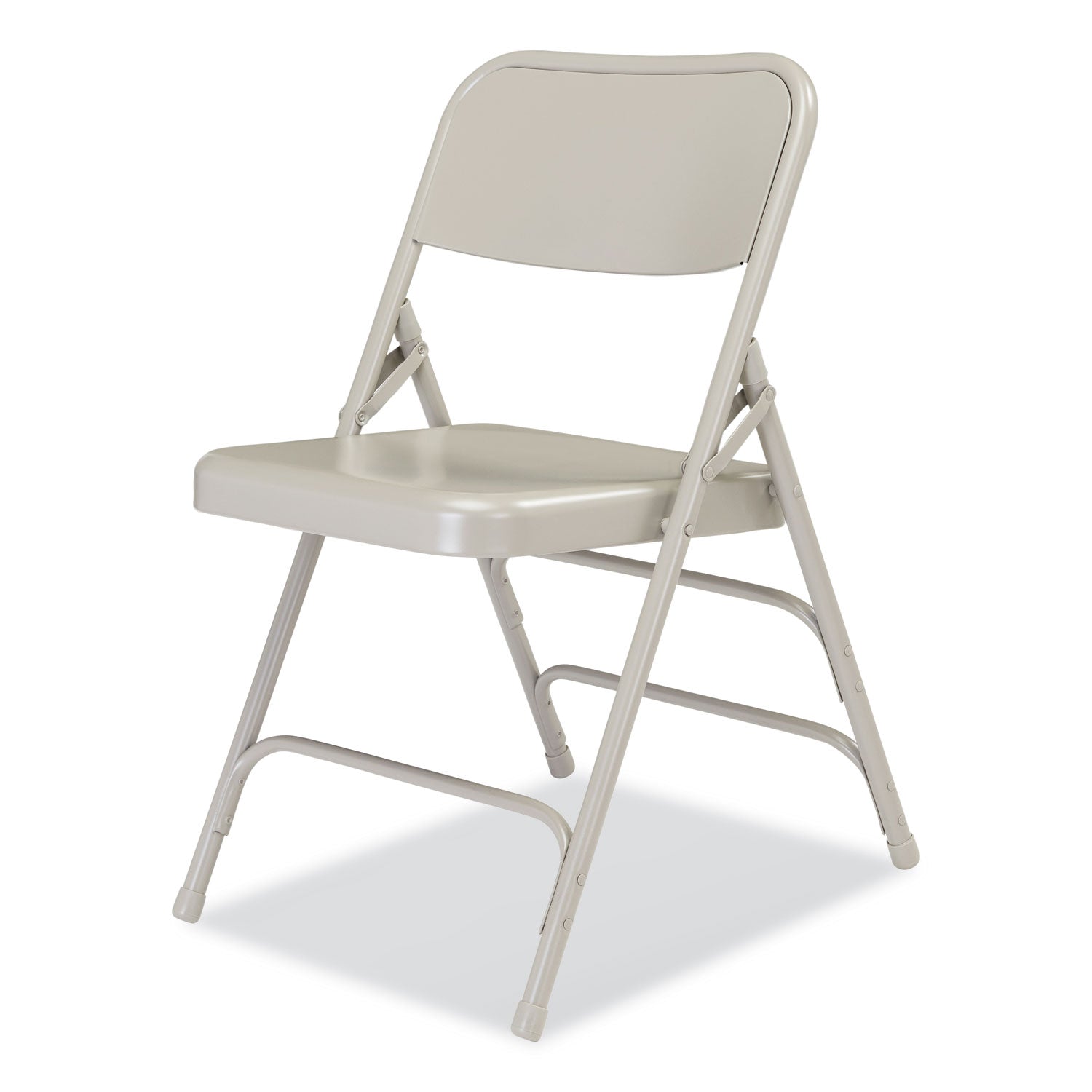 NPS® 300 Series Deluxe All-Steel Triple Brace Folding Chair, Supports Up to 480 lb, 17.25" Seat Height, Gray, 4/Carton