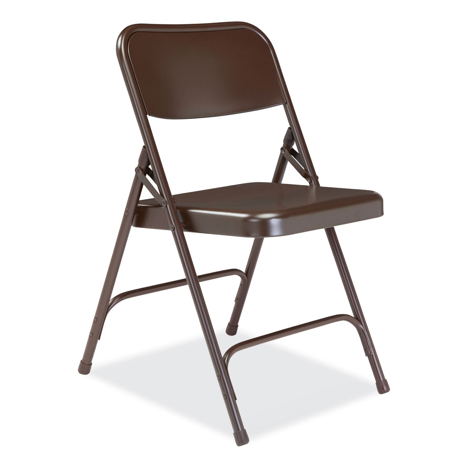 NPS® 200 Series Premium All-Steel Double Hinge Folding Chair, Supports Up to 500 lb, 17.25" Seat Height, Brown, 4/Carton - Bloom Skins
