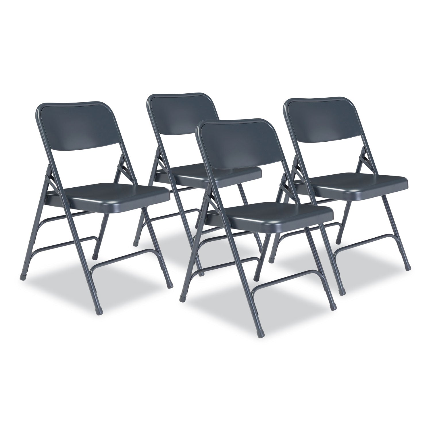 NPS® 300 Series Deluxe All-Steel Triple Brace Folding Chair, Supports Up to 480 lb, 17.25" Seat Height, Blue, 4/Carton