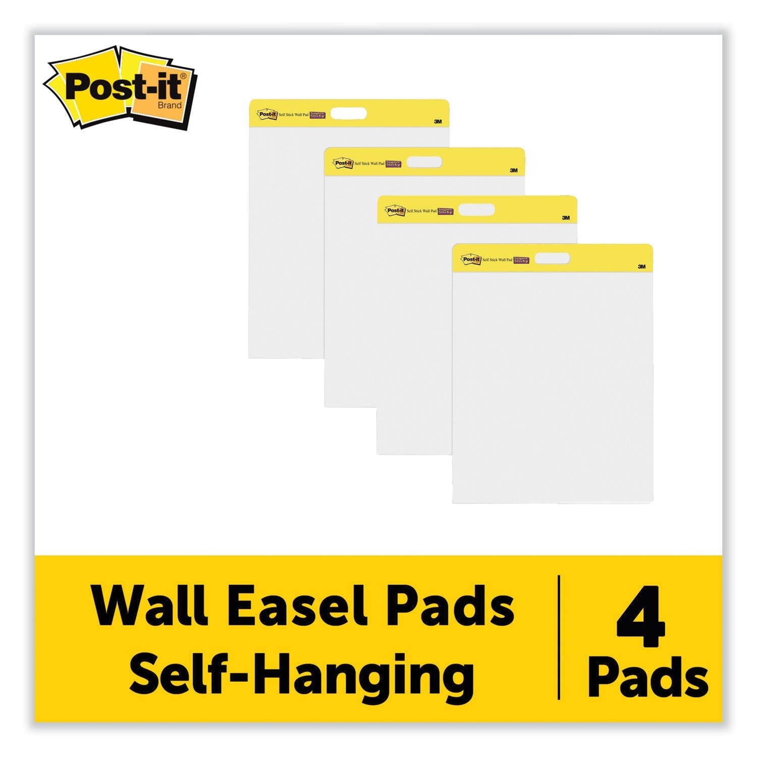 Post-it® Easel Pads Super Sticky Self-Stick Wall Pad, Unruled, 20 x 23, White, 20 Sheets/Pad, 2 Pads/Pack, 2 Packs/Carton