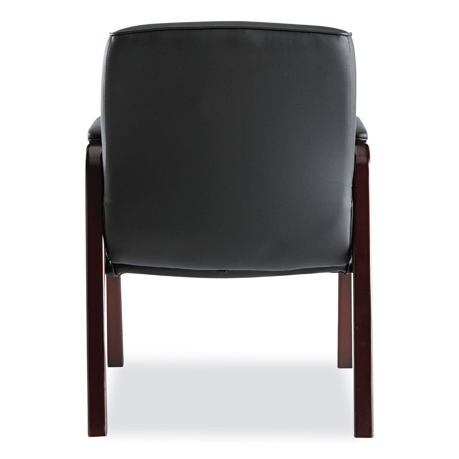 Alera® Alera Madaris Series Bonded Leather Guest Chair with Wood Trim Legs, 25.39" x 25.98" x 35.62", Black Seat/Back, Mahogany Base