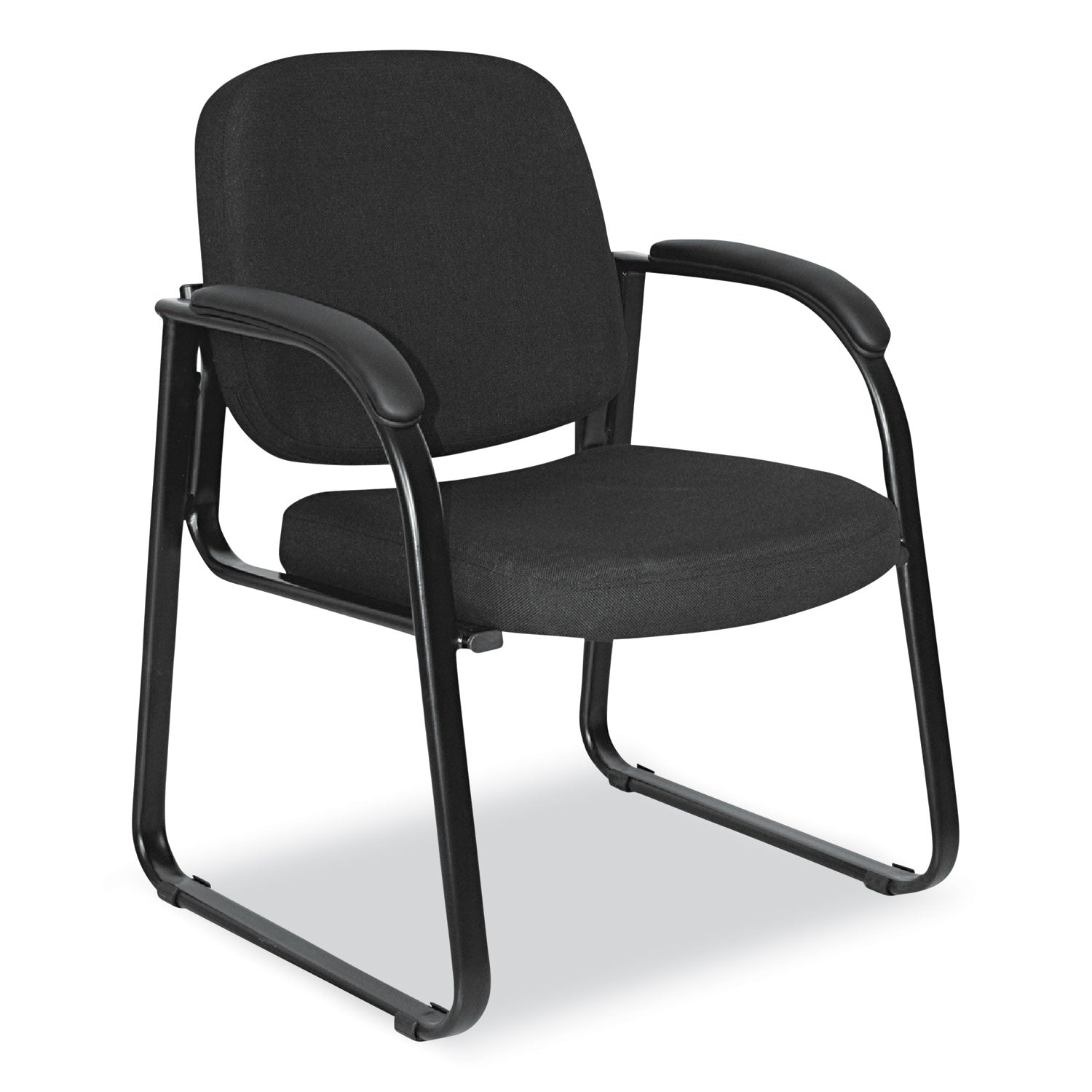 Alera® Alera Genaro Series Fabric Half-Back Sled Base Guest Chair, 25" x 24.80" x 33.66", Black Seat, Black Back, Black Base