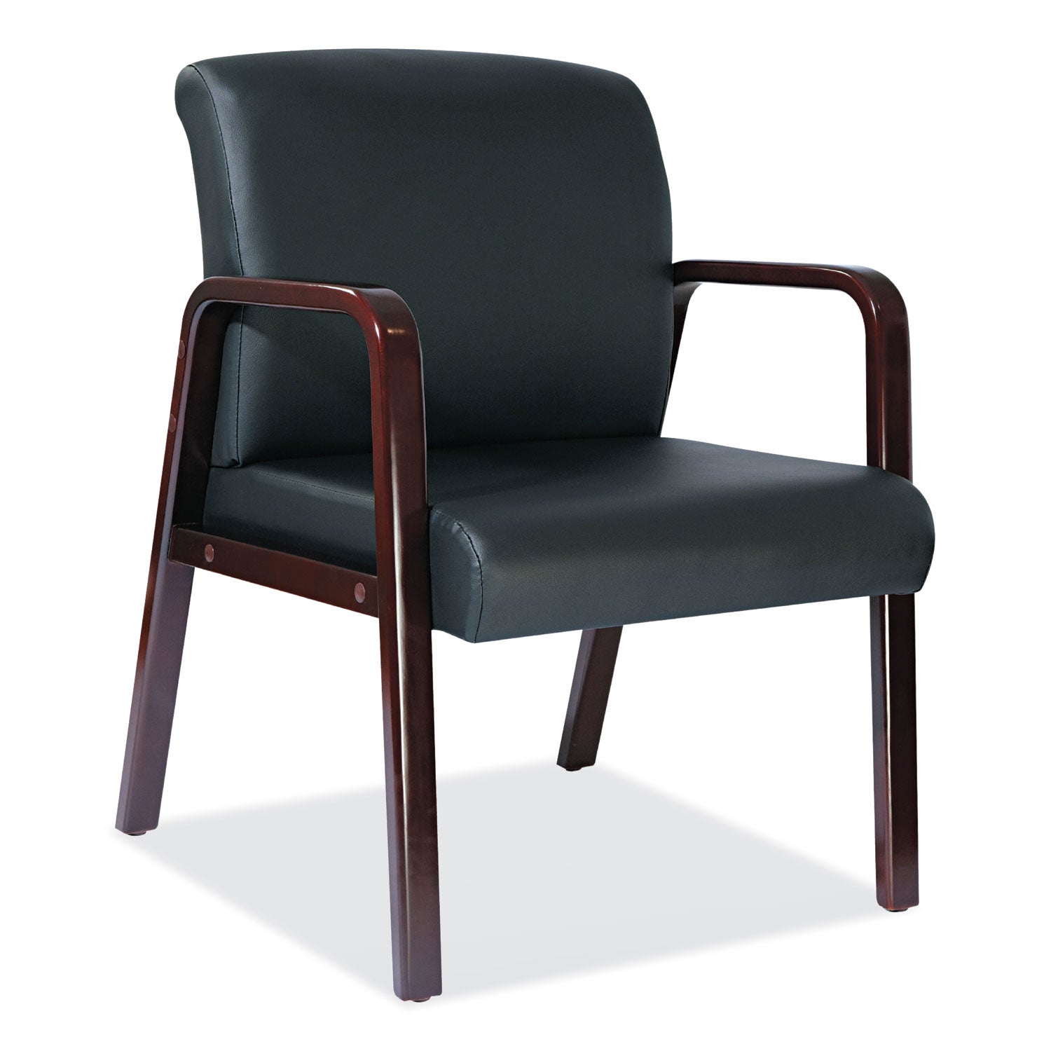 Alera® Alera Reception Lounge WL Series Guest Chair, 24.21" x 24.8" x 32.67", Black Seat, Black Back, Mahogany Base