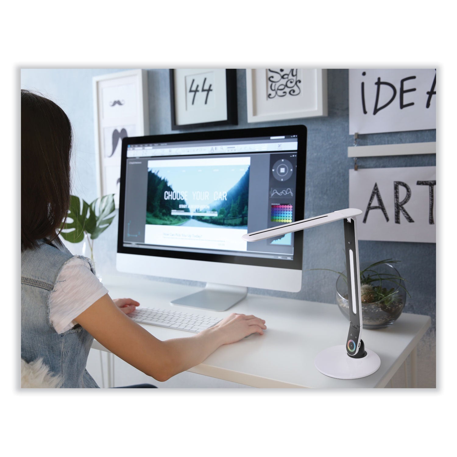 Bostitch® Office Color Changing Desk Lamp with RGB Arm, 20" High, White