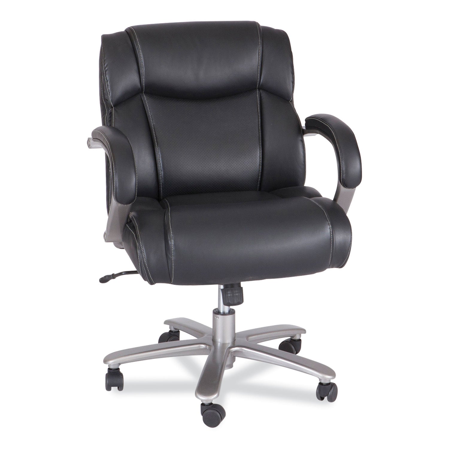 Safco® Lineage Big and Tall Mid Back Task Chair 24.5" Back, Supports 350 lb, 19.5" to 23.25" Seat Height, Black Seat, Chrome Base