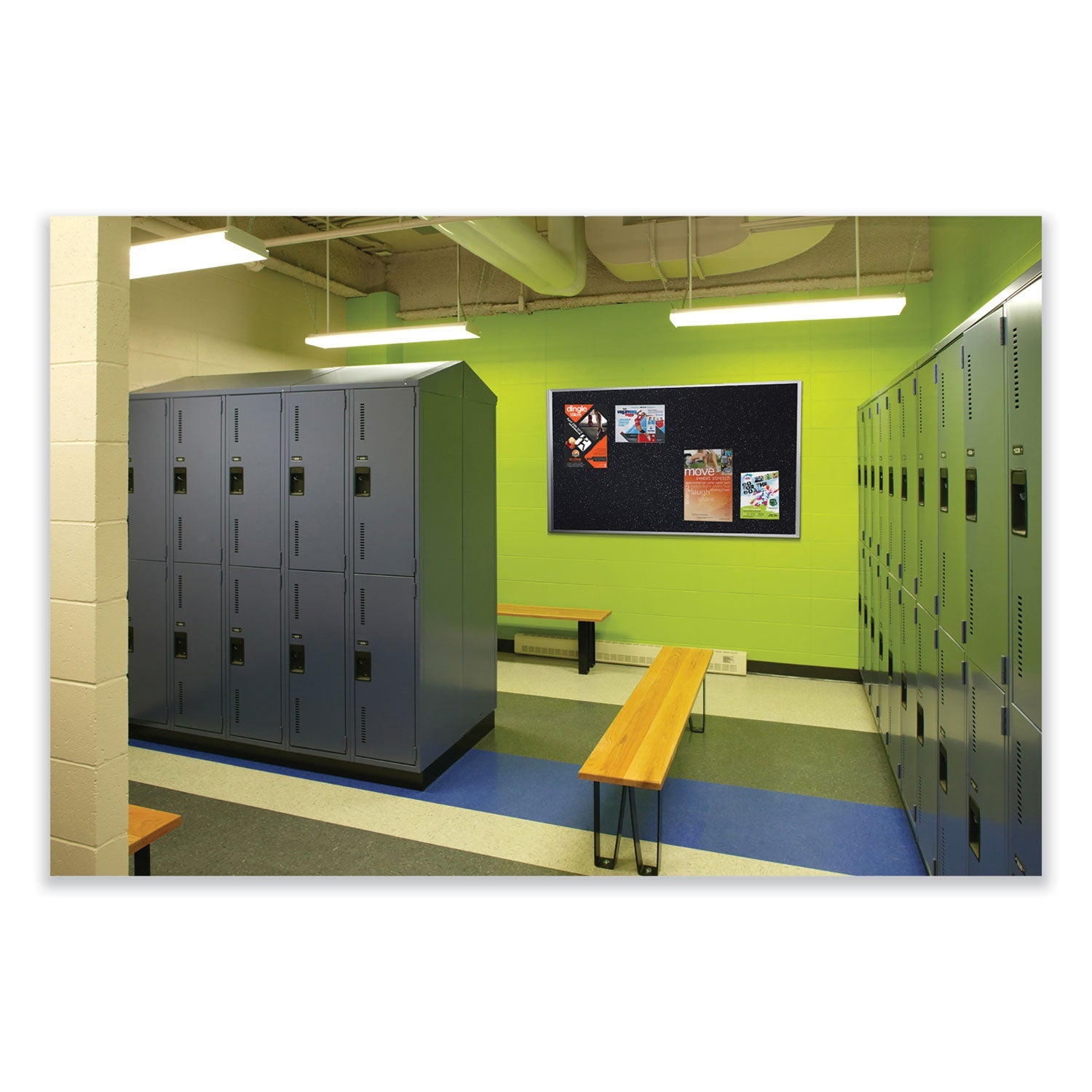 Ghent Aluminum-Frame Recycled Rubber Bulletin Boards, 36" x 24", Confetti Surface, Satin Aluminum Frame