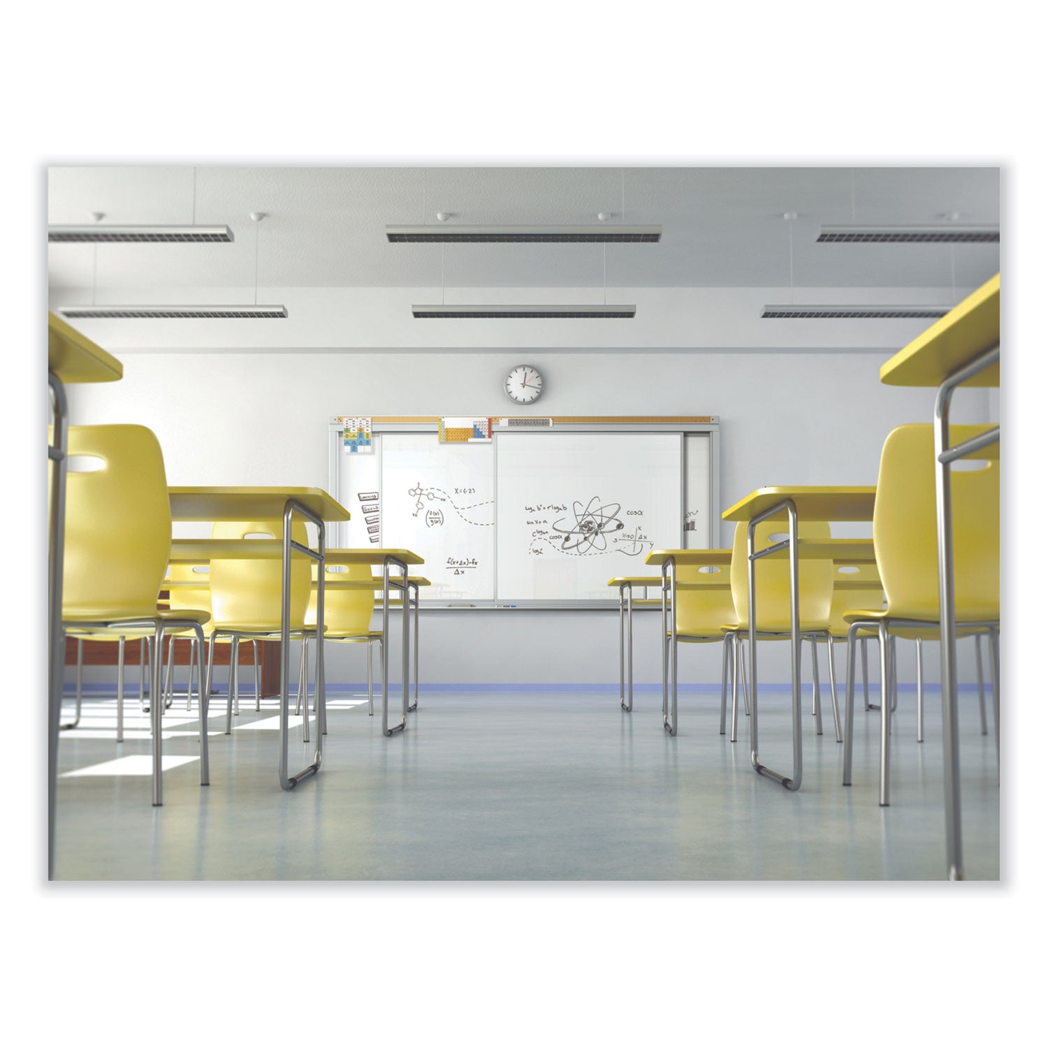 Ghent Horizontal Sliding Porcelain Magnetic Whiteboard, 96" x 48", White Surface, Anodized Aluminum Frame