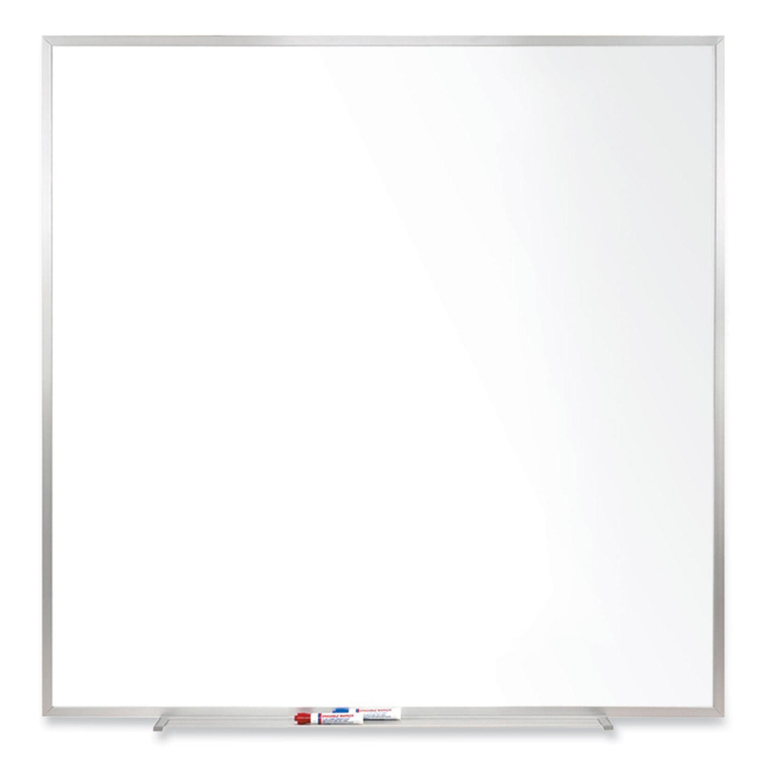 Ghent Magnetic Porcelain Whiteboard with Aluminum Frame, 48.5" x 48.5", White Surface, Satin Aluminum Frame