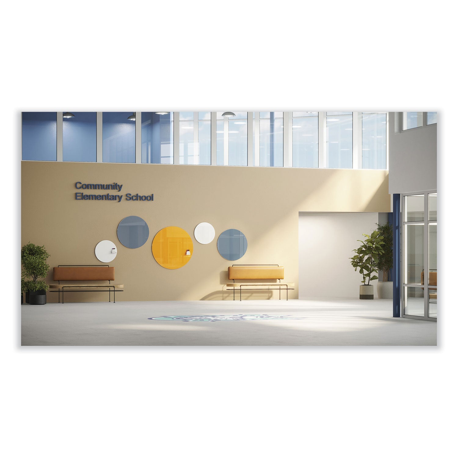 Ghent Coda Low Profile Circular Non-Magnetic Glassboard, 24" x 24", White Surface