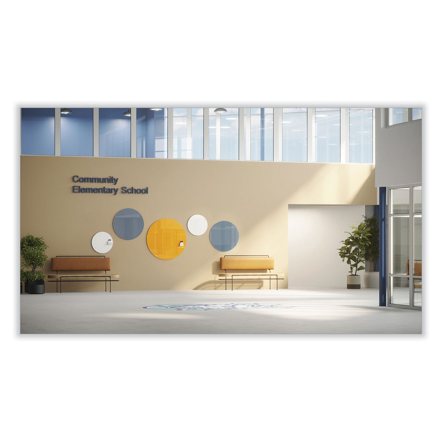 Ghent Coda Low Profile Circular Non-Magnetic Glassboard, 36" x 36", White Surface