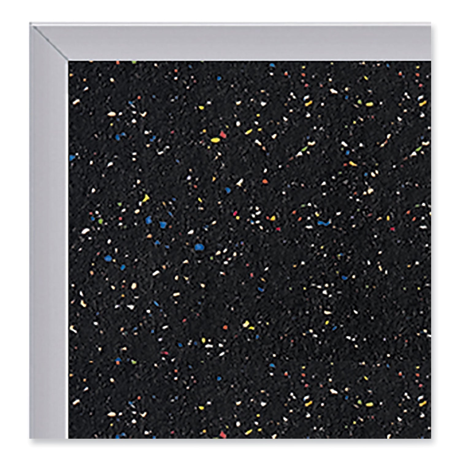 Ghent Aluminum-Frame Recycled Rubber Bulletin Boards, 36" x 24", Confetti Surface, Satin Aluminum Frame