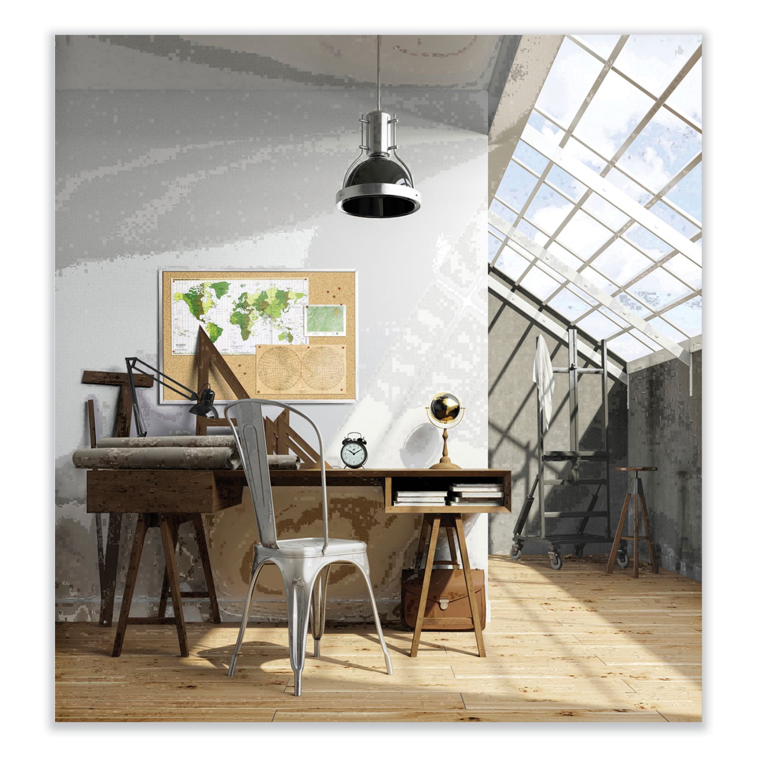 Ghent Natural Cork Bulletin Board with Wood Frame, 46.5" x 36", Tan Surface, Oak Finished Wood Frame