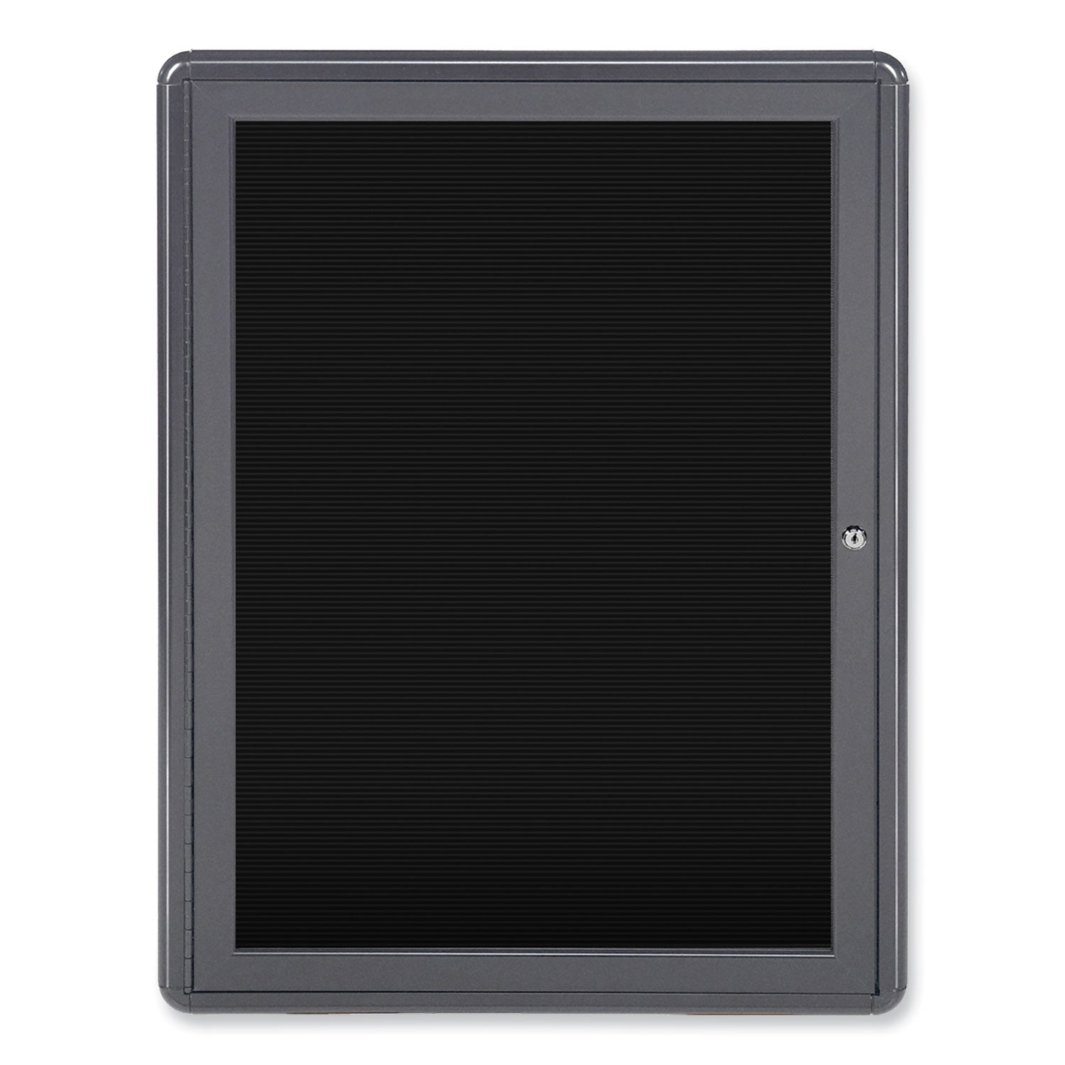 Ghent Enclosed Letterboard, 24.13" x 33.75", Black Surface, Powder-Coated Gray Aluminum Frame