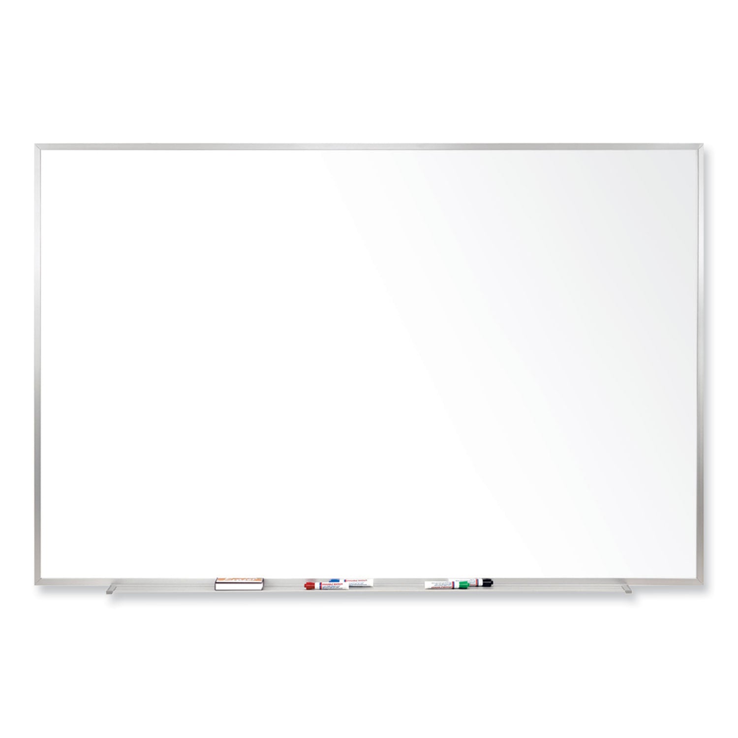 Ghent Magnetic Porcelain Whiteboard with Aluminum Frame, 48.5" x 36.5", White Surface, Satin Aluminum Frame