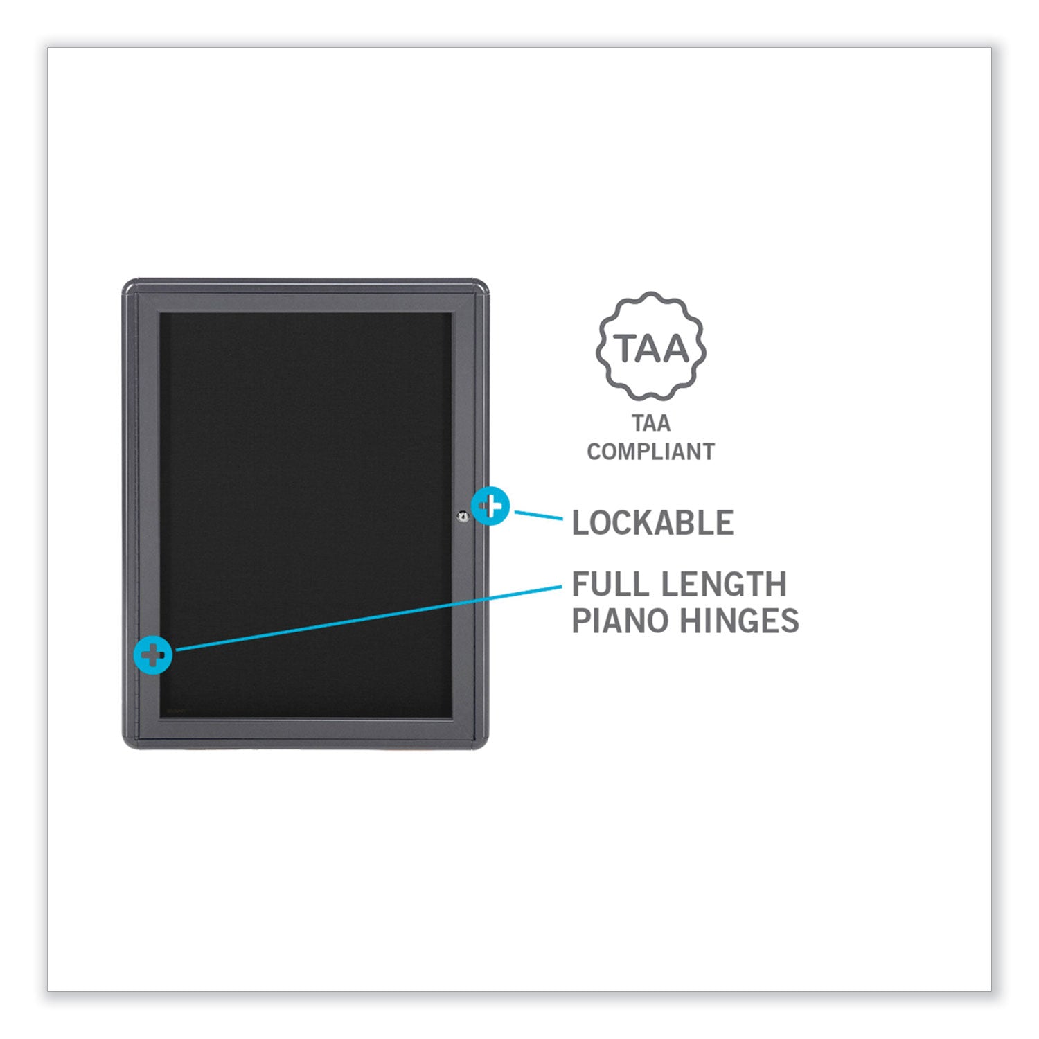 Ghent Enclosed Letterboard, 24.13" x 33.75", Black Surface, Powder-Coated Gray Aluminum Frame