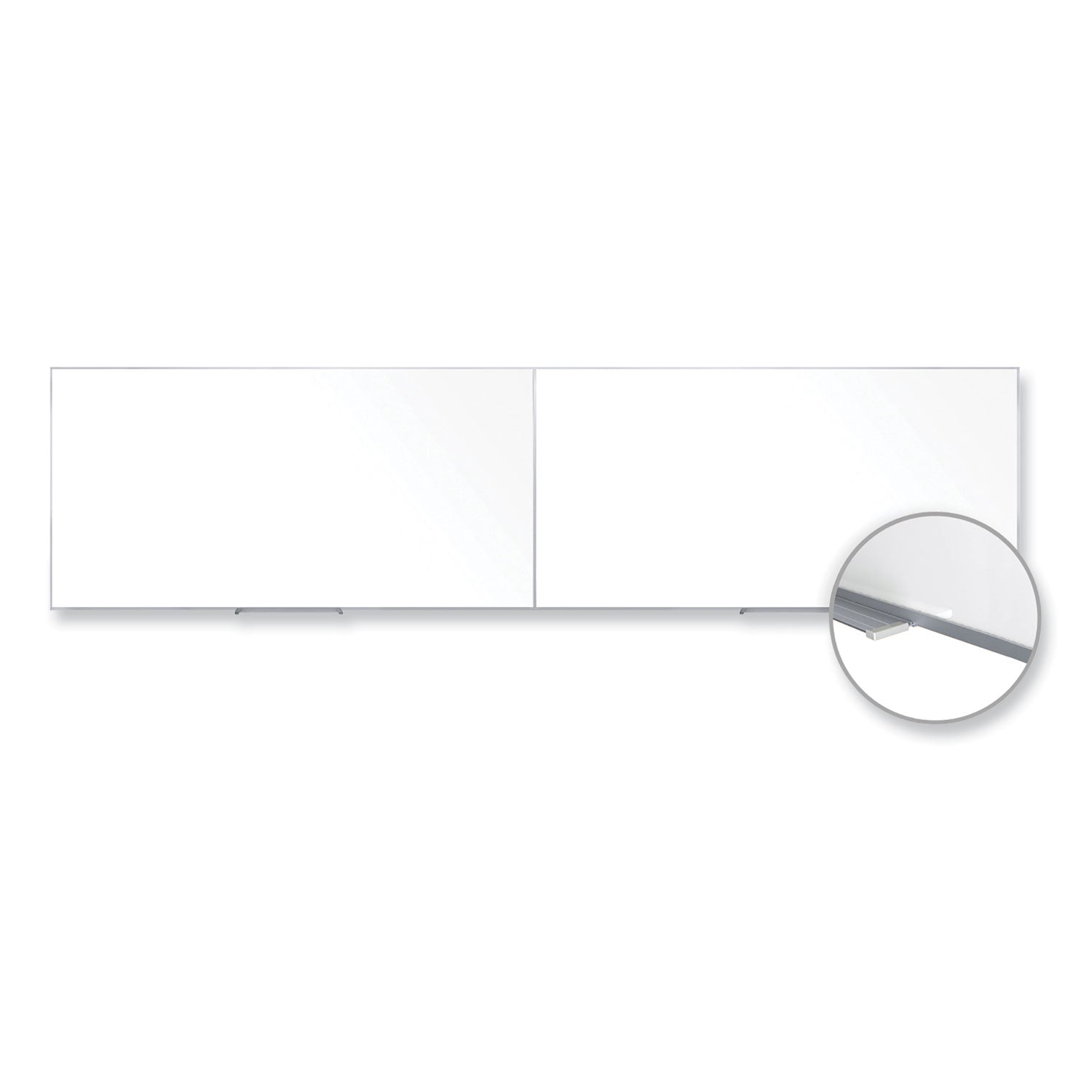 Ghent Magnetic Porcelain Whiteboard with Aluminum Frame, 193" x 48.5", White Surface, Satin Aluminum Frame