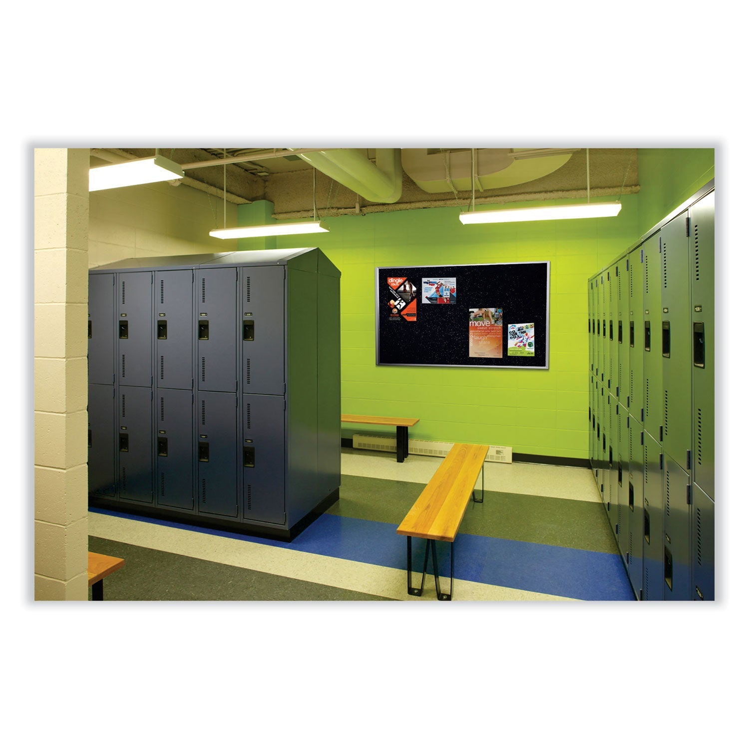 Ghent Aluminum-Frame Recycled Rubber Bulletin Boards, 96.5" x 48.5", Confetti Surface, Satin Aluminum Frame