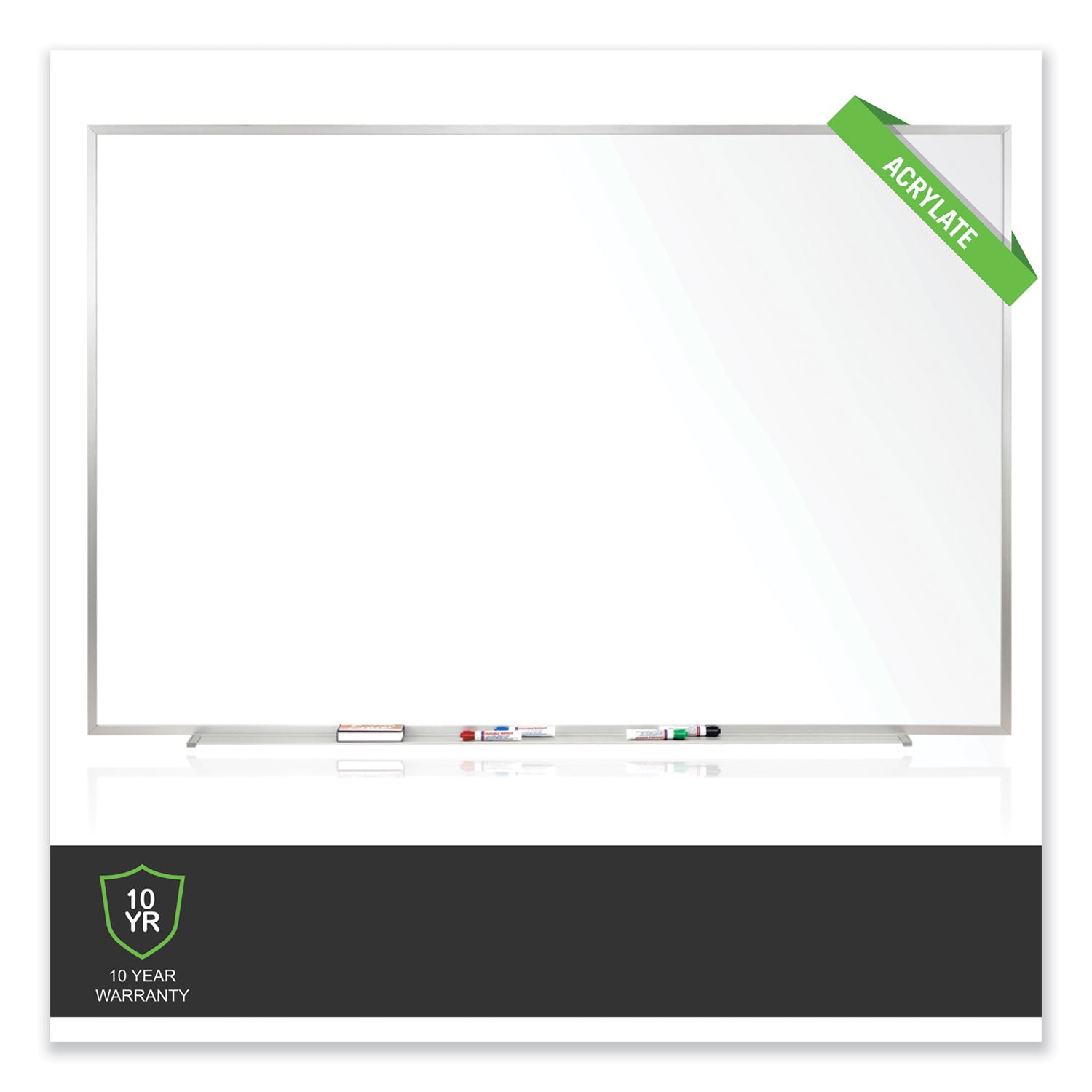 Ghent Non-Magnetic Whiteboard with Aluminum Frame, 60.63" x 36.44", White Surface, Satin Aluminum Frame