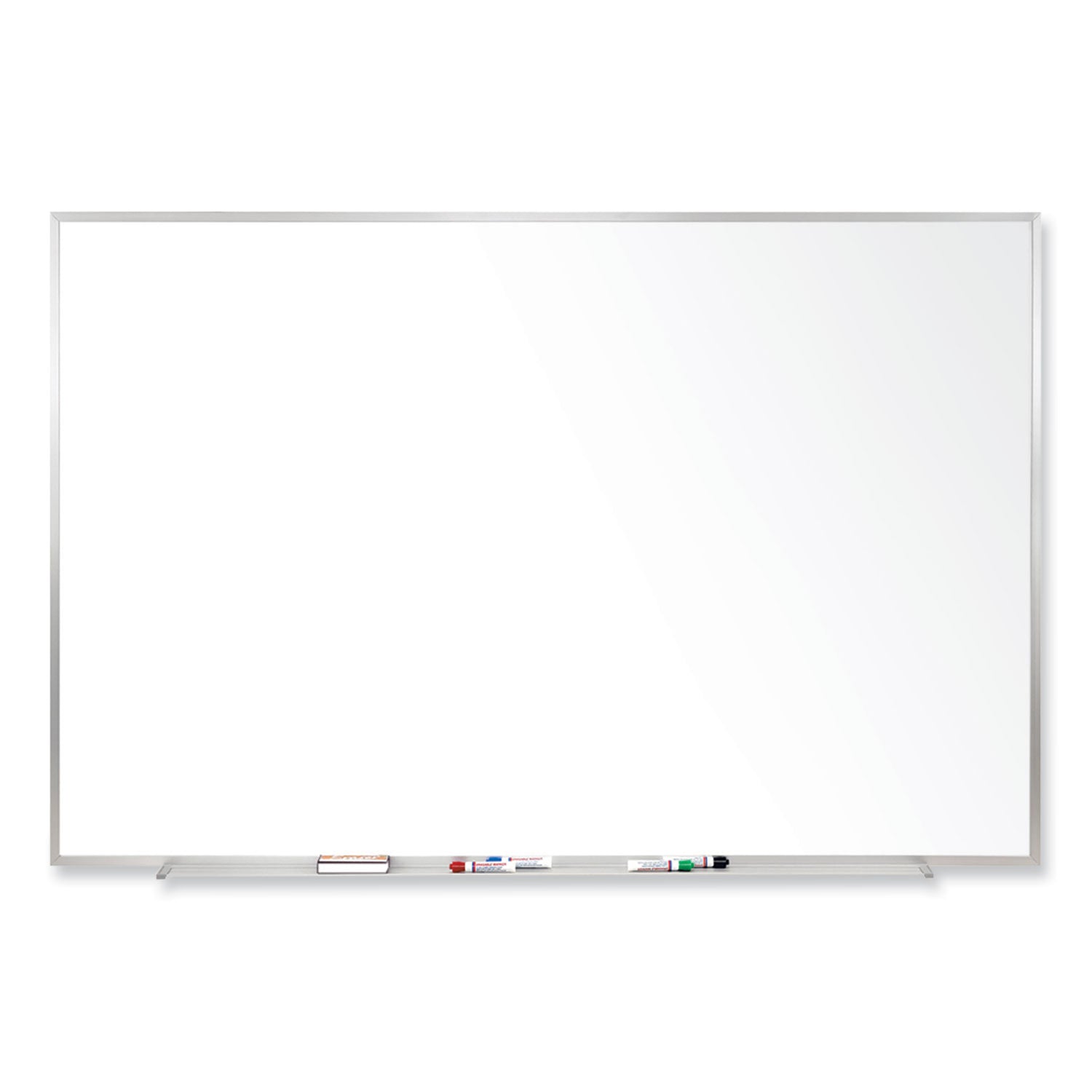 Ghent Magnetic Porcelain Whiteboard with Aluminum Frame, 60.5" x 48.5", White Surface, Satin Aluminum Frame