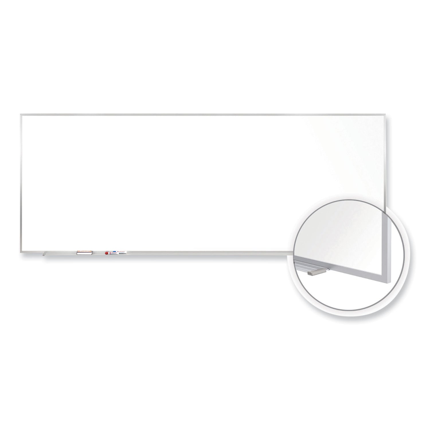 Ghent Magnetic Porcelain Whiteboard with Aluminum Frame, 144.5" x 48.5", White Surface, Satin Aluminum Frame