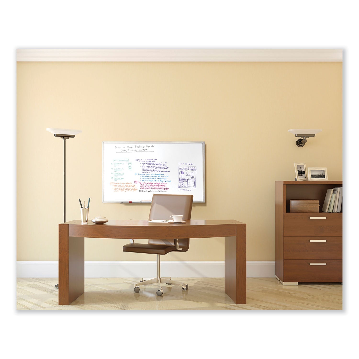 Ghent Non-Magnetic Whiteboard with Aluminum Frame, 60.63" x 36.44", White Surface, Satin Aluminum Frame