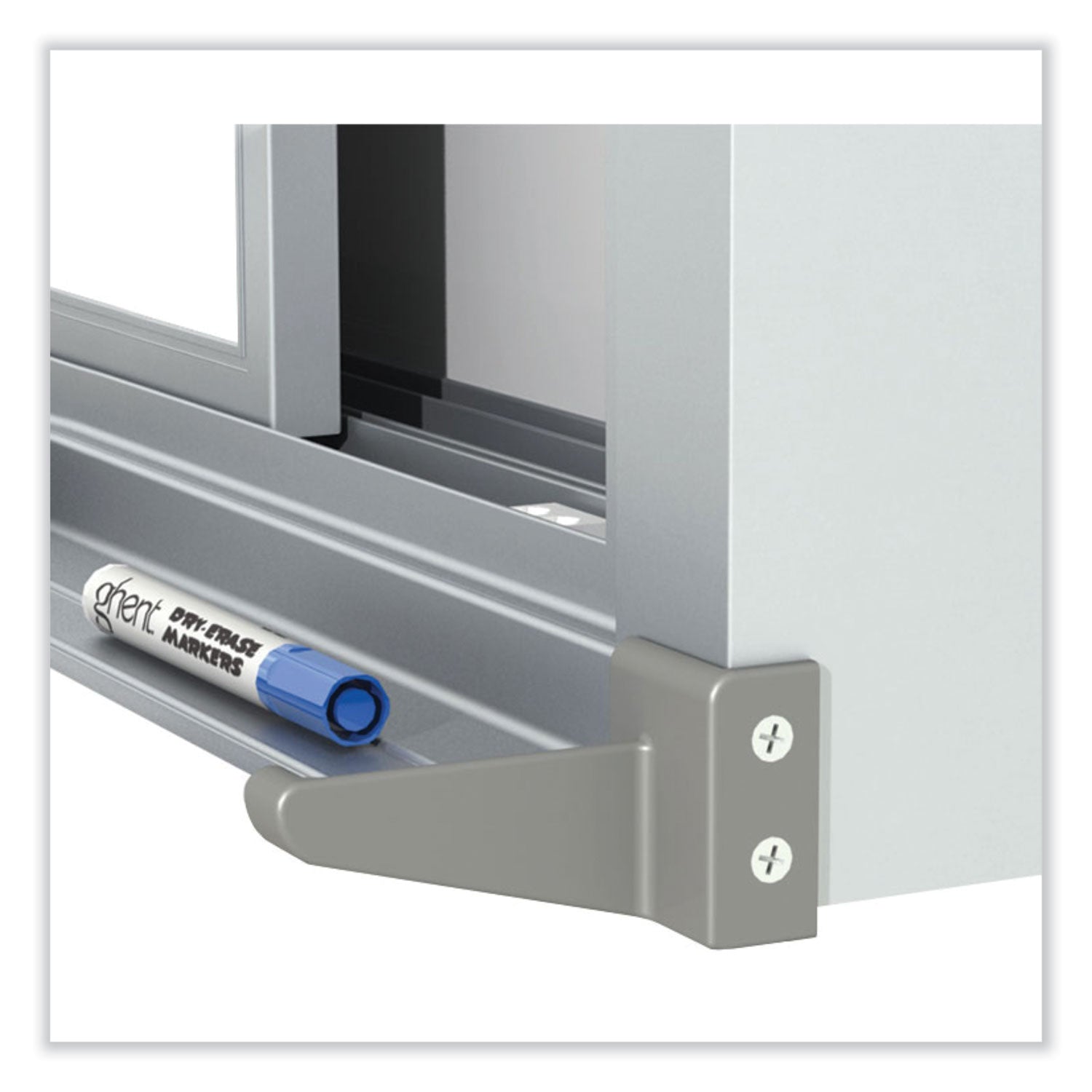 Ghent Horizontal Sliding Porcelain Magnetic Whiteboard, 96" x 48", White Surface, Anodized Aluminum Frame