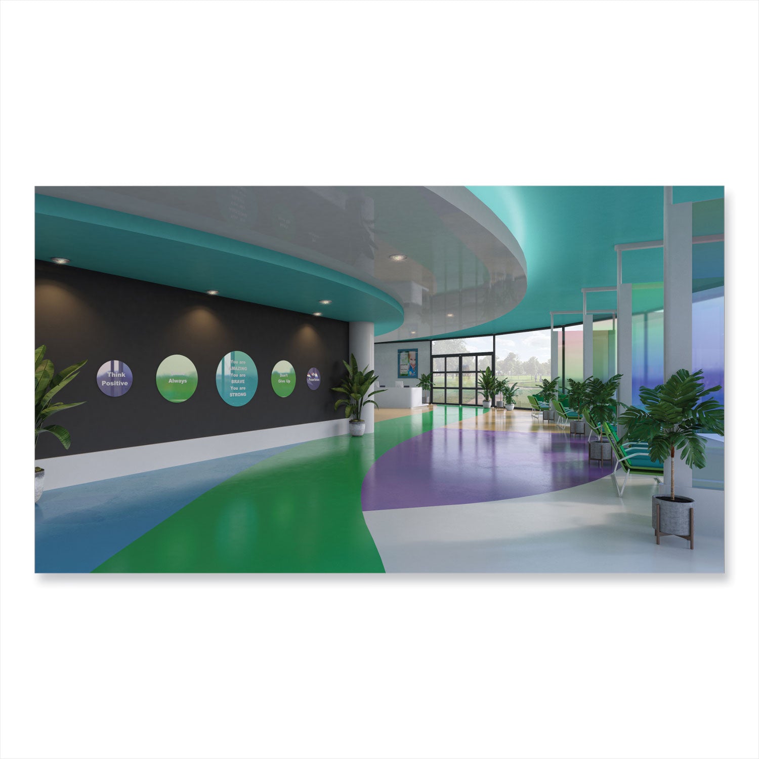 Ghent Coda Low Profile Circular Non-Magnetic Glassboard, 48" x 48", White Surface