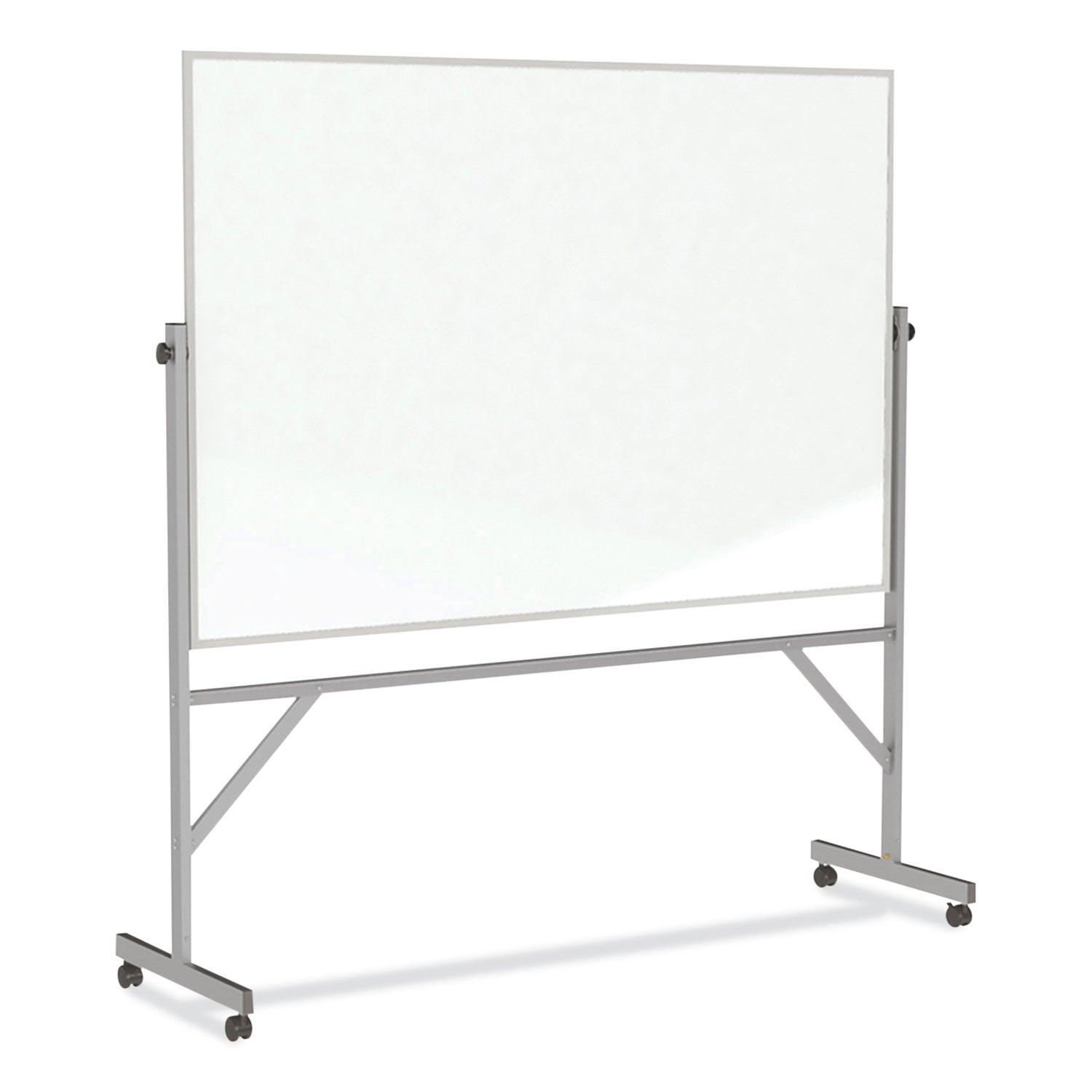 Ghent Reversible Magnetic Porcelain Whiteboard with Aluminum Frame, 77.25" x 78.13", White Surface, Satin Aluminum Frame