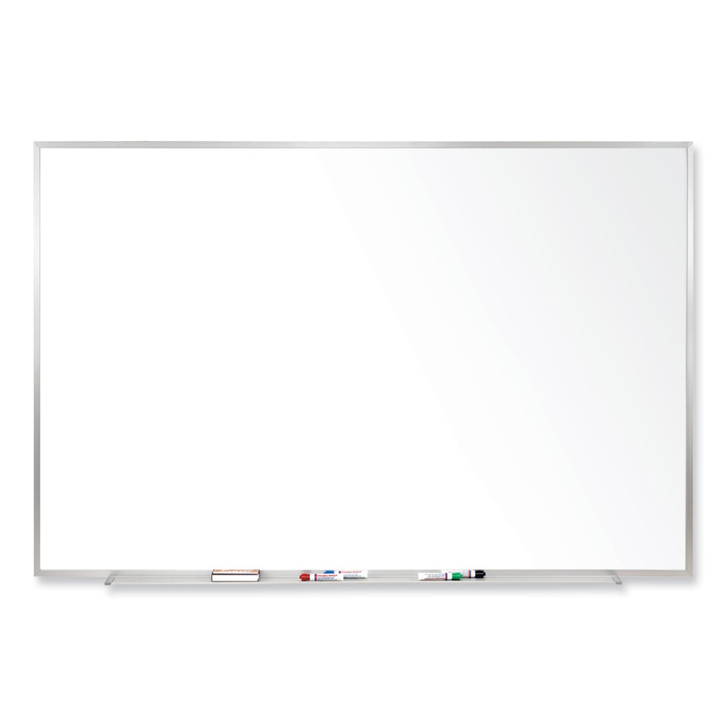 Ghent Magnetic Porcelain Whiteboard with Aluminum Frame, 120.5" x 48.5", White Surface, Satin Aluminum Frame