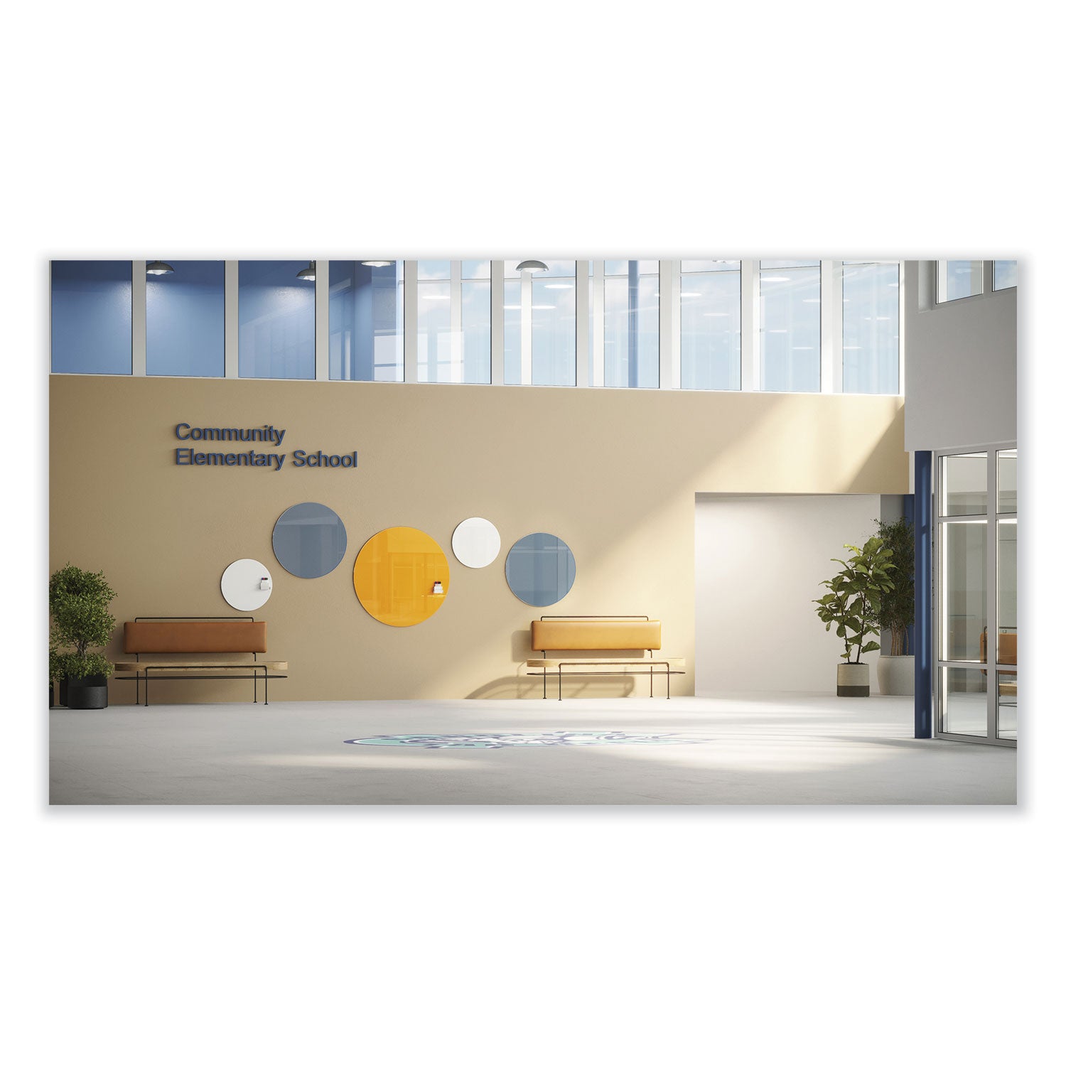 Ghent Coda Low Profile Circular Magnetic Glassboard, 48" x 48", White Surface